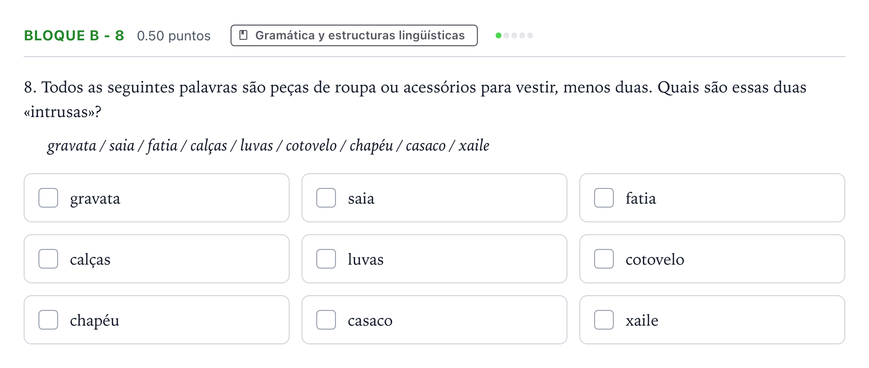Enunciado: Bloque B - 8 · Portugués PAU Andalucía Ordinaria Suplente 2021