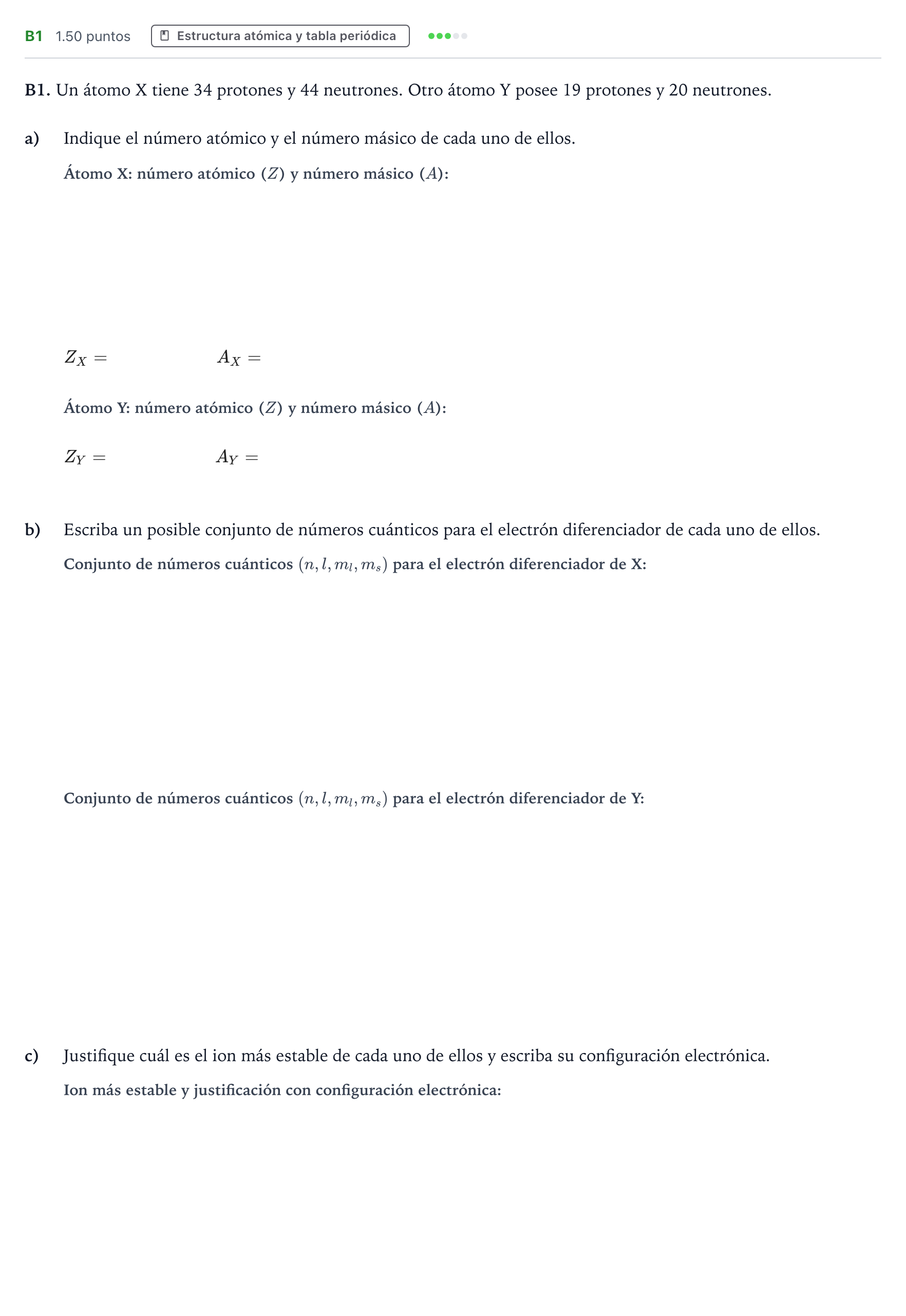 Enunciado: Ejercicio B1 · Química PAU Andalucía Ordinaria Reserva 2021