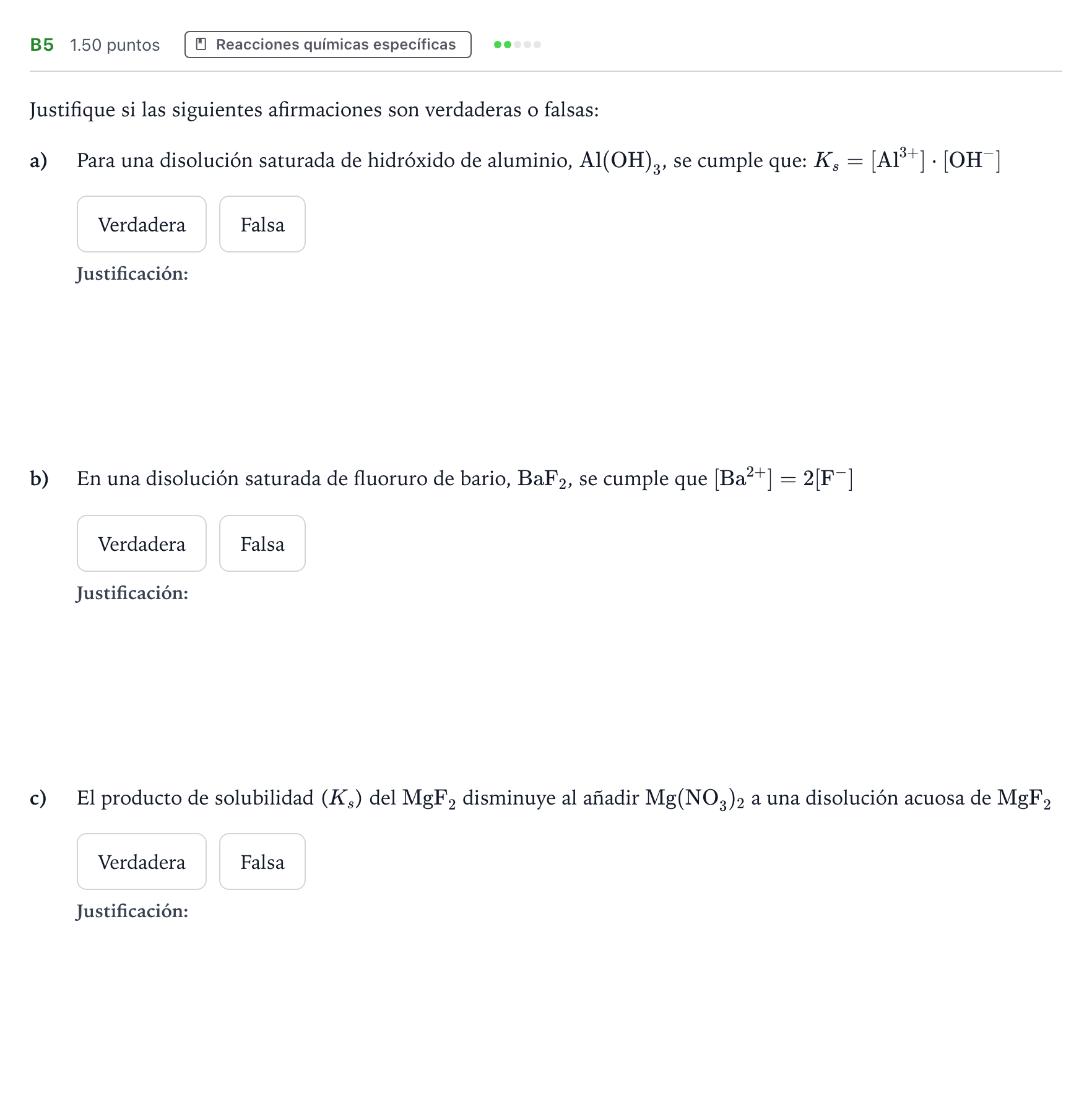 Enunciado: Ejercicio B5 · Química PAU Andalucía Ordinaria Reserva 2021