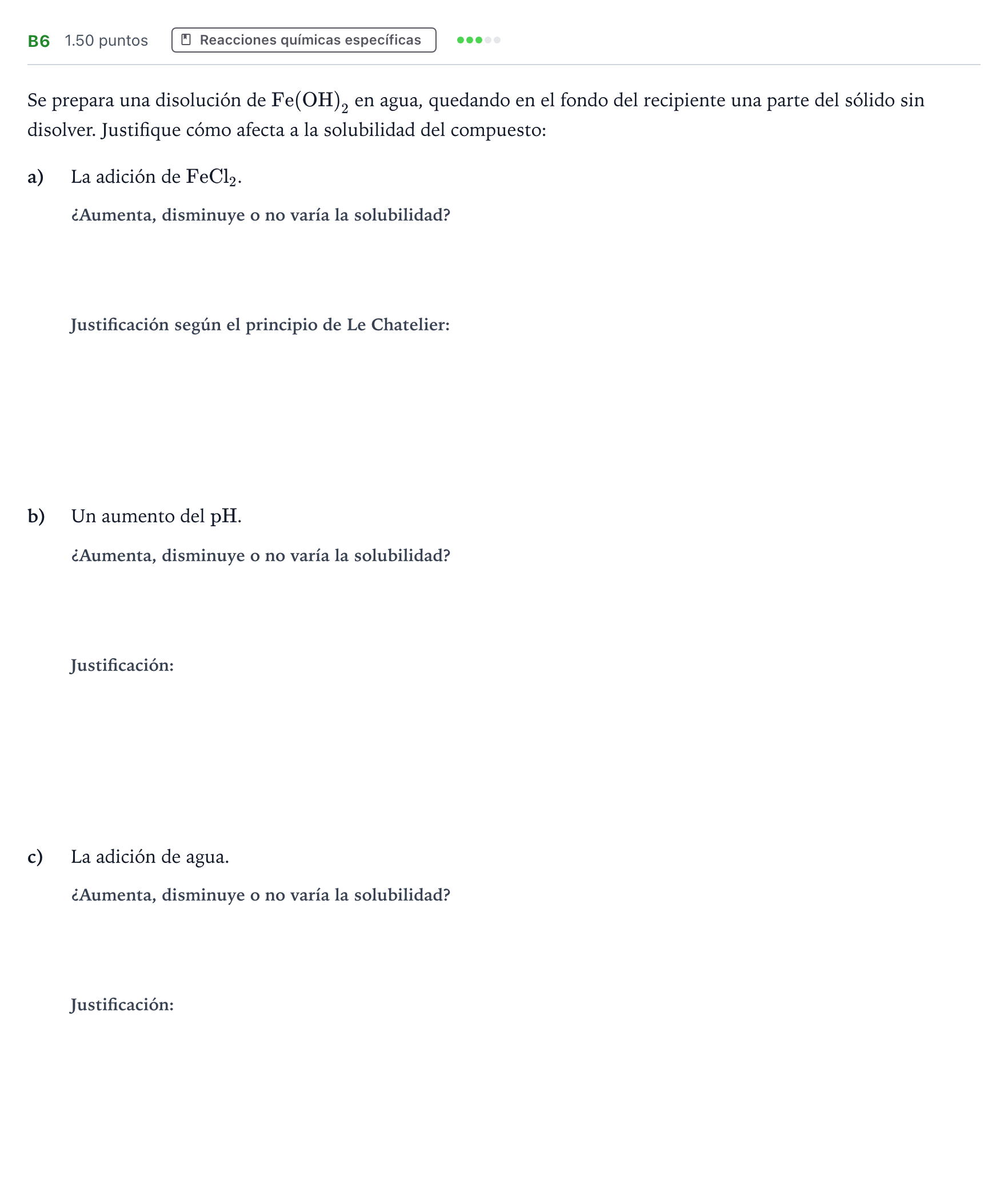 Enunciado: Ejercicio B6 · Química PAU Andalucía Ordinaria Suplente 2021