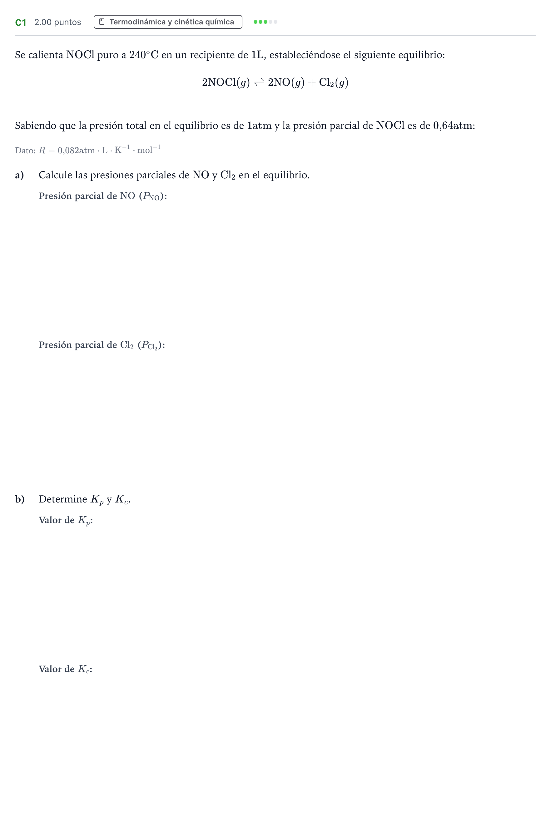Enunciado: Ejercicio C1 · Química PAU Andalucía Ordinaria Suplente 2021