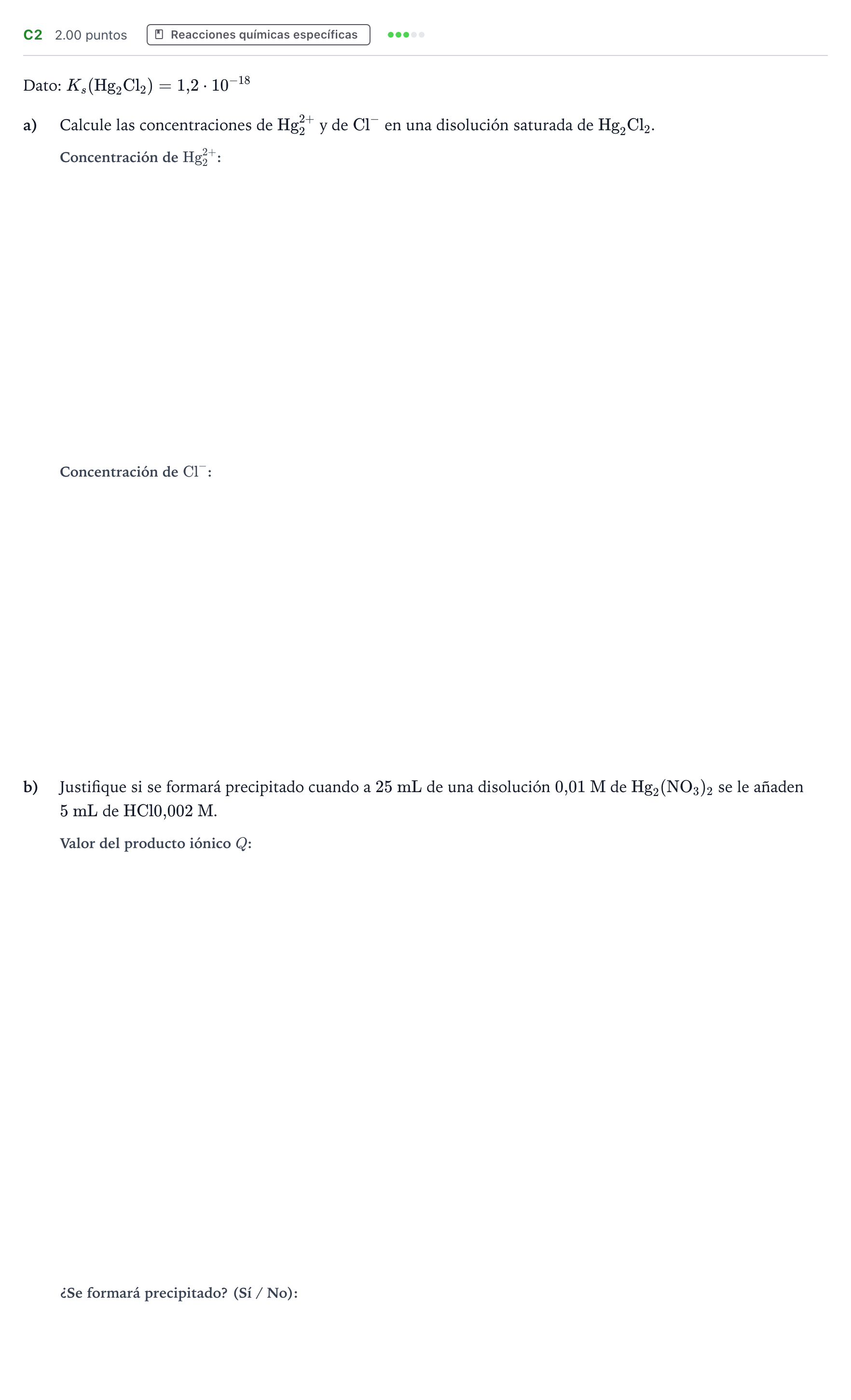Enunciado: Ejercicio C2 · Química PAU Andalucía Ordinaria Suplente 2021