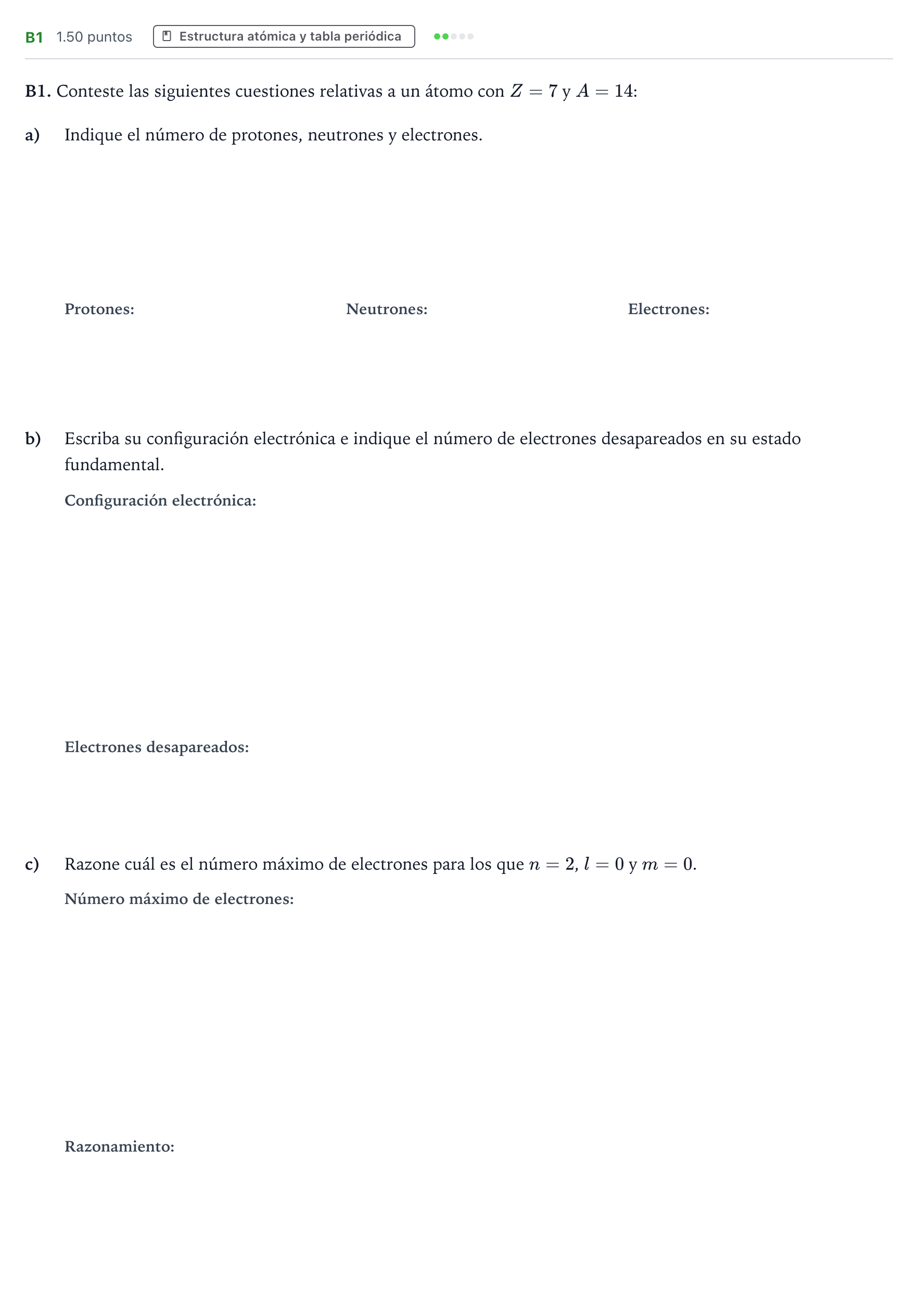 Enunciado: Ejercicio B1 · Química PAU Andalucía Ordinaria Titular 2021