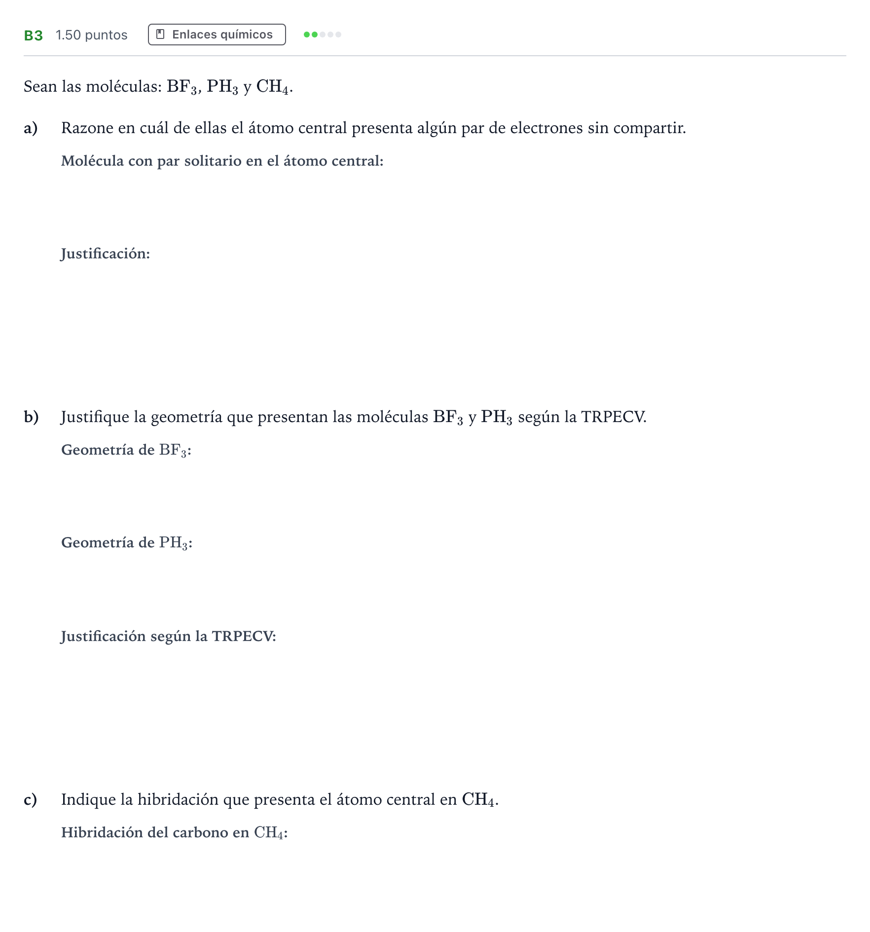 Enunciado: Ejercicio B3 · Química PAU Andalucía Ordinaria Titular 2021
