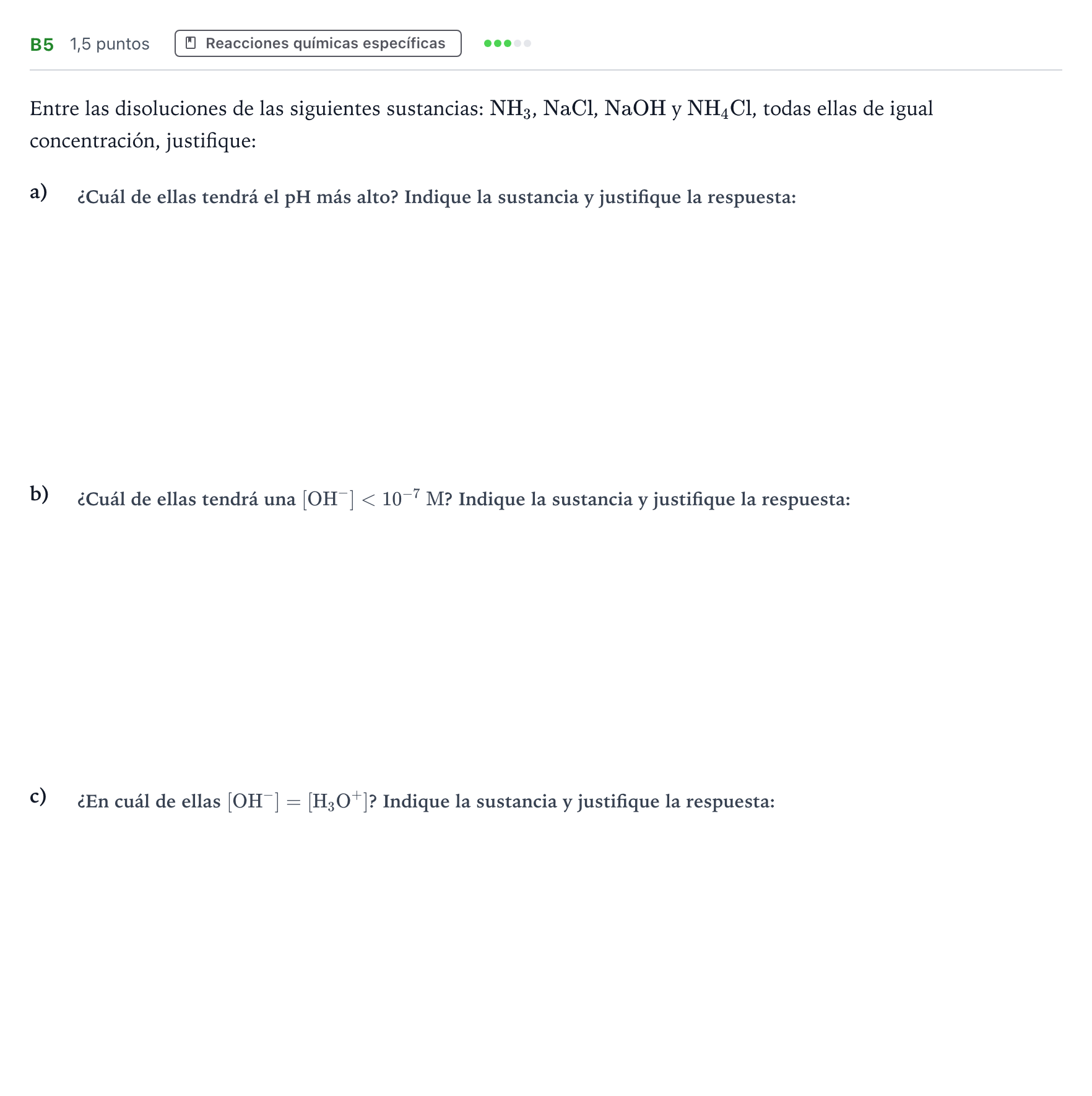 Enunciado: Ejercicio B5 · Química PAU Andalucía Ordinaria Titular 2021