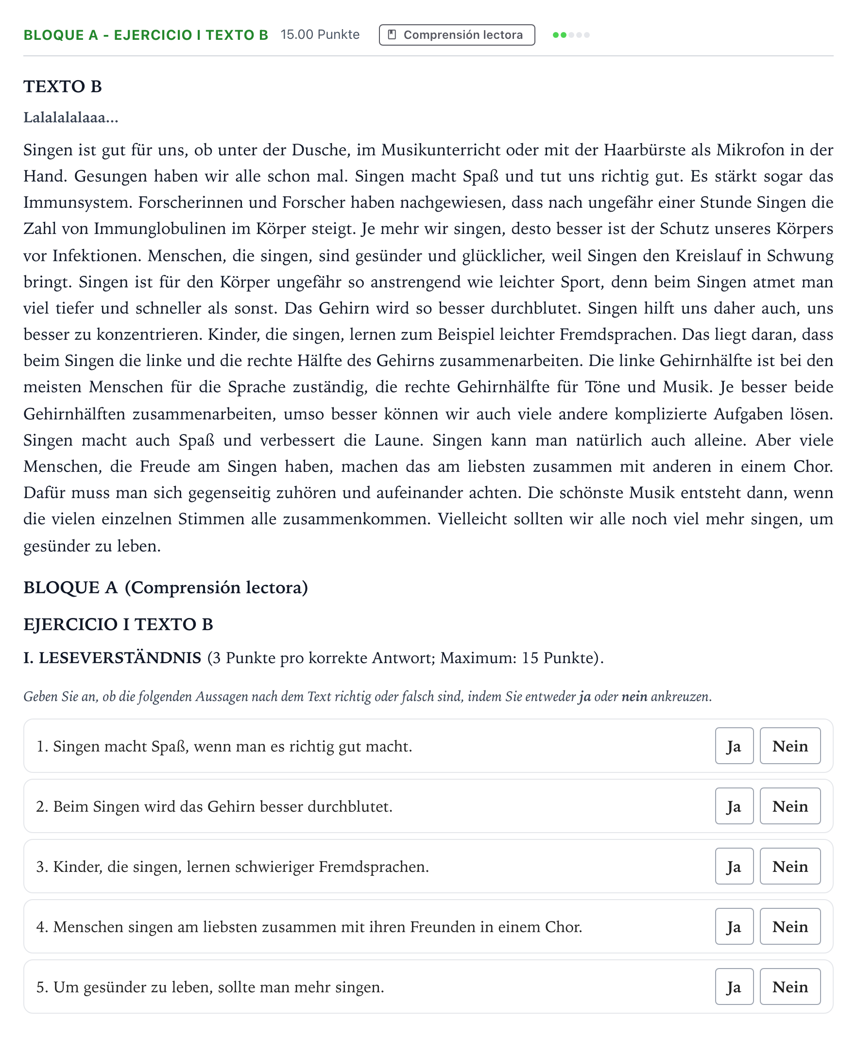 Enunciado: Bloque A - Ejercicio I Texto B · Alemán PAU Andalucía Extraordinaria Reserva 2022