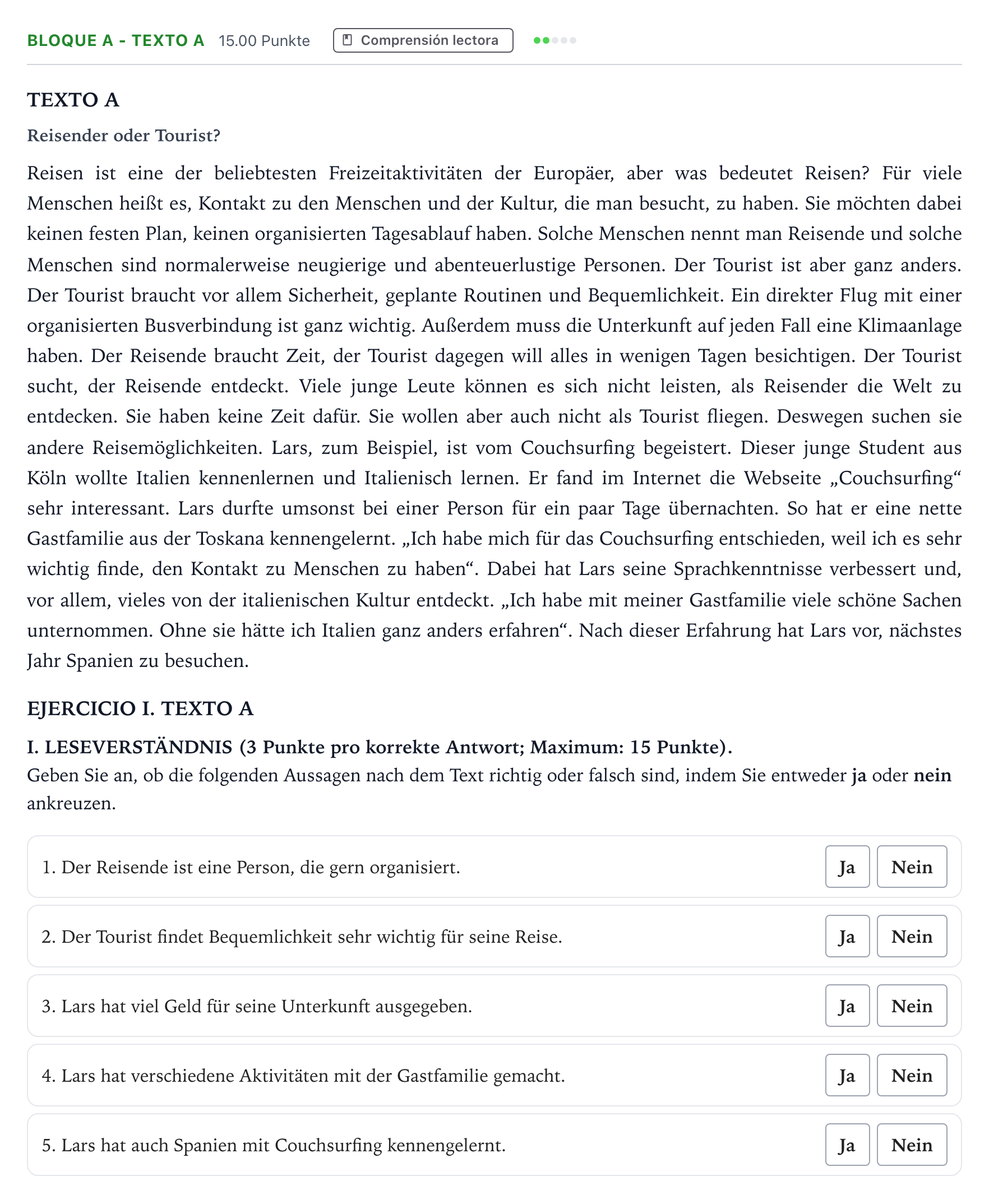 Enunciado: Bloque A - Texto A · Alemán PAU Andalucía Extraordinaria Titular (Acceso) 2022