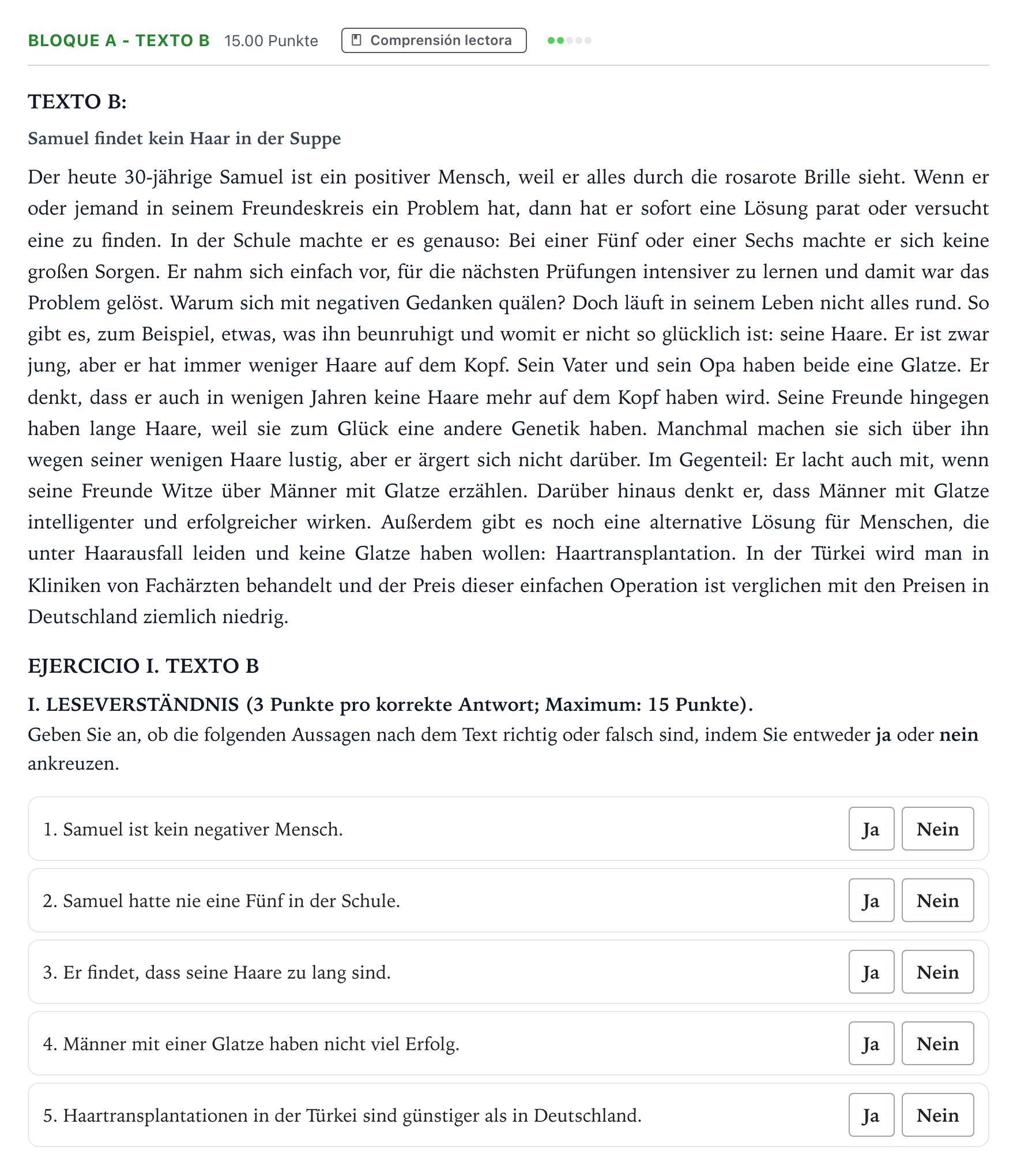 Enunciado: Bloque A - Texto B · Alemán PAU Andalucía Extraordinaria Titular (Acceso) 2022