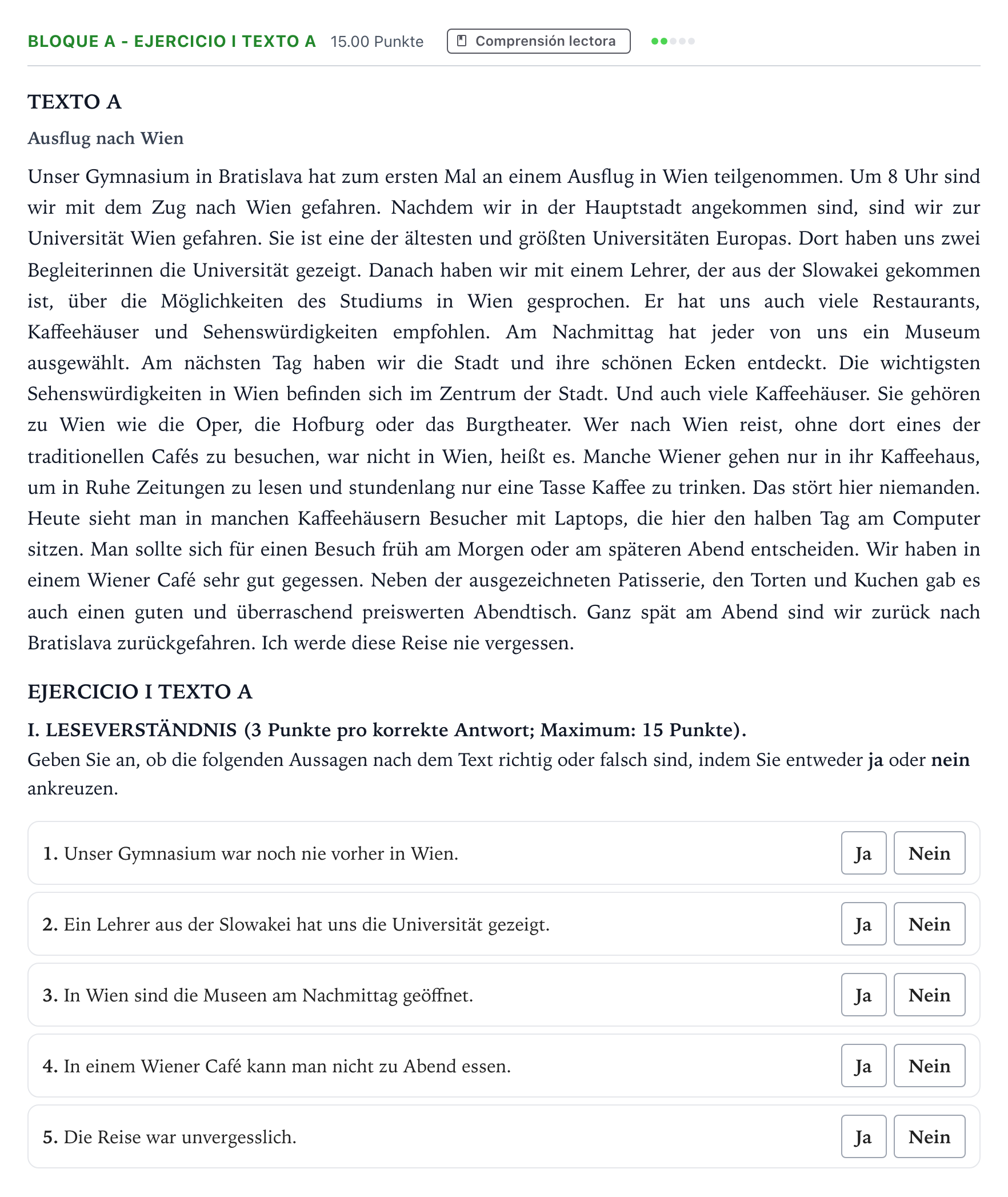 Enunciado: Bloque A - Ejercicio I Texto A · Alemán PAU Andalucía Ordinaria Titular (Acceso) 2022