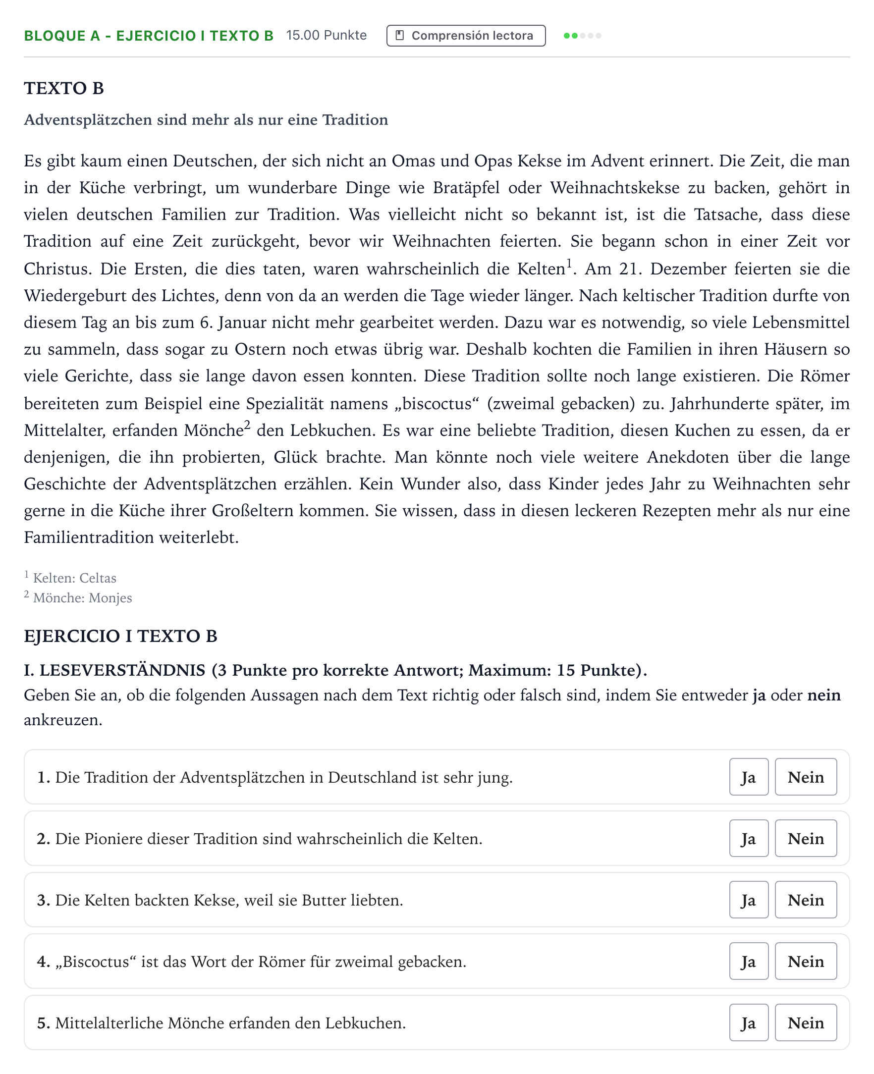 Enunciado: Bloque A - Ejercicio I Texto B · Alemán PAU Andalucía Ordinaria Titular (Acceso) 2022