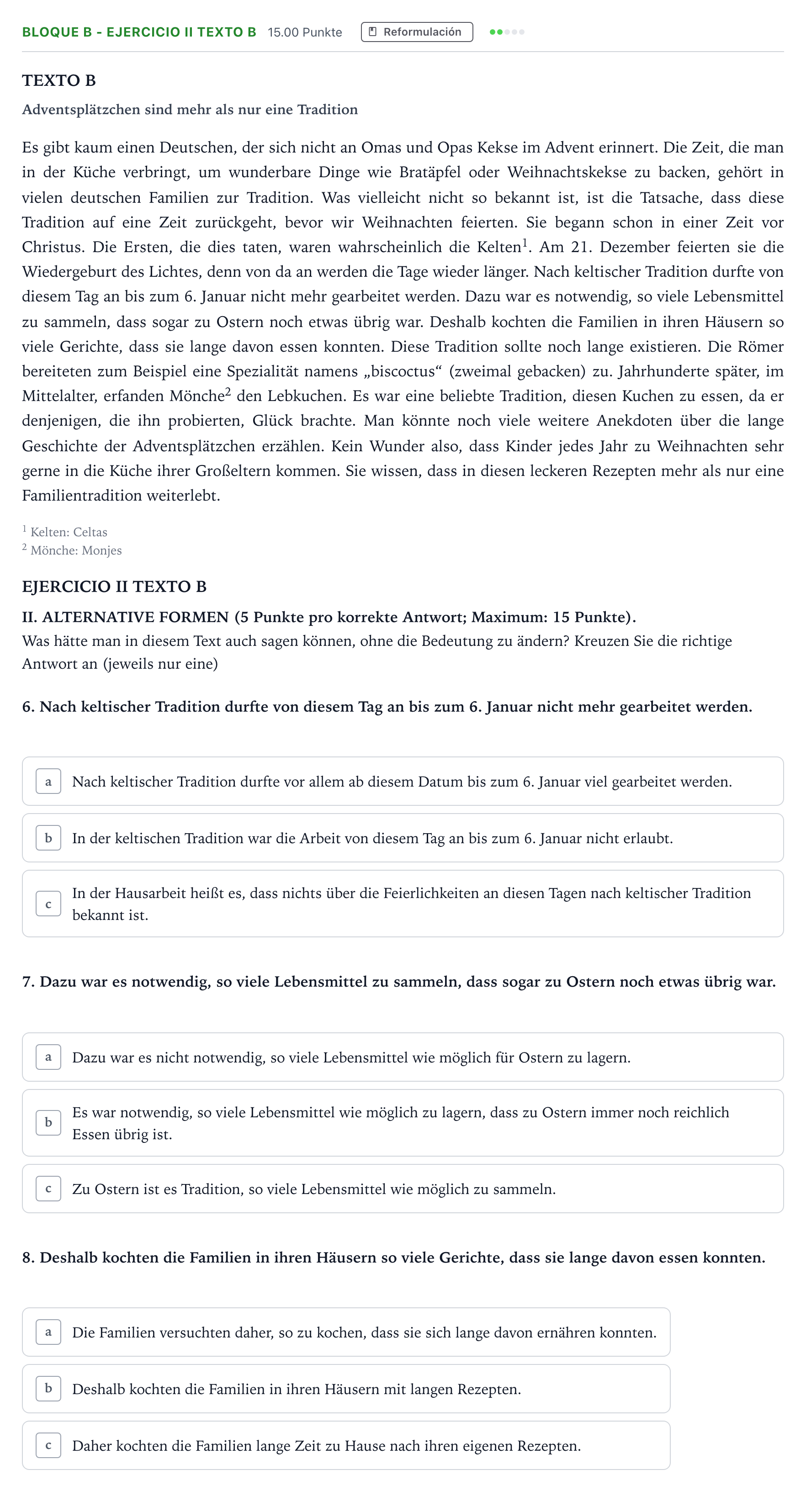 Enunciado: Bloque B - Ejercicio II Texto B · Alemán PAU Andalucía Ordinaria Titular (Acceso) 2022