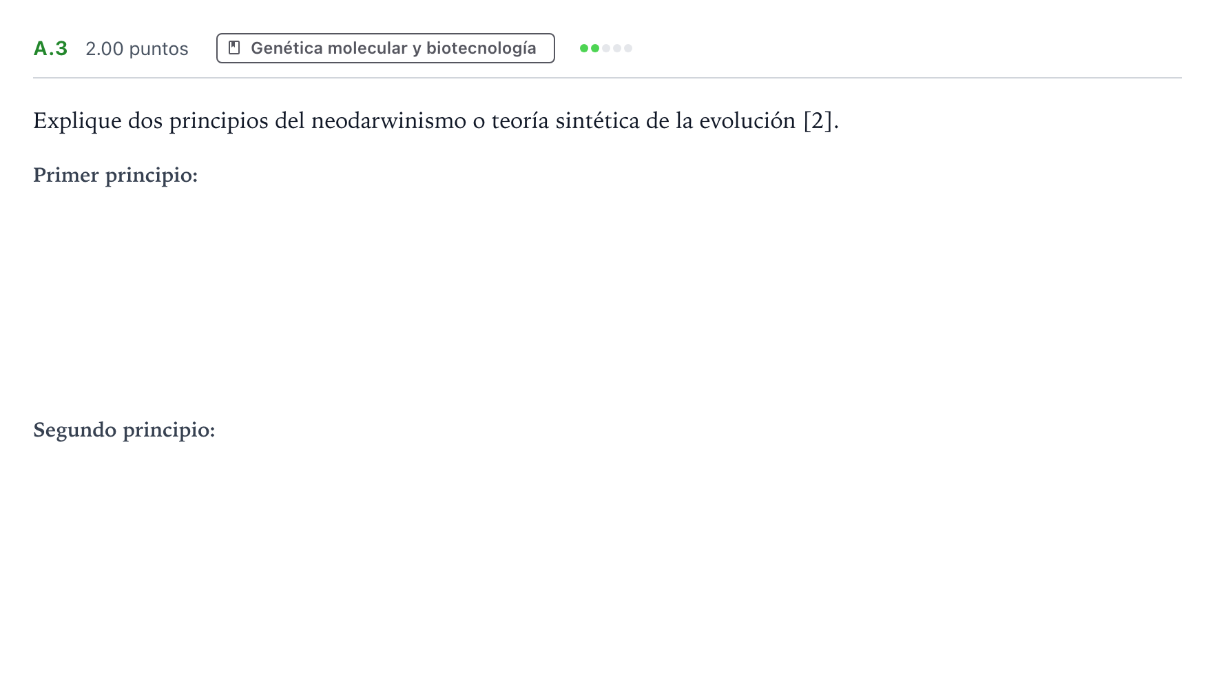 Enunciado: Ejercicio A.3 · Biología PAU Andalucía Extraordinaria Reserva 2022