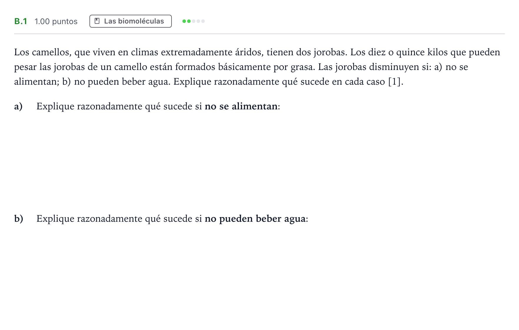 Enunciado: Ejercicio B.1 · Biología PAU Andalucía Extraordinaria Reserva 2022