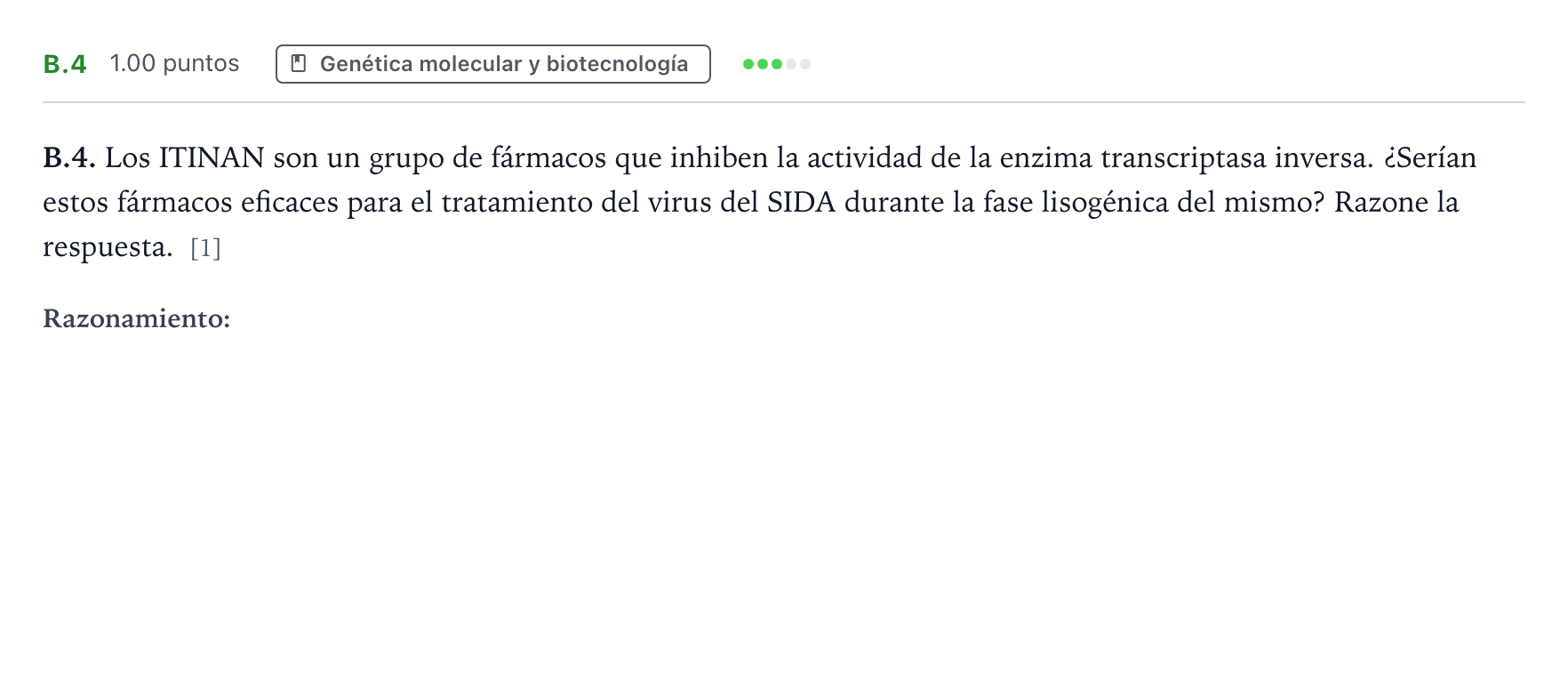 Enunciado: Ejercicio B.4 · Biología PAU Andalucía Extraordinaria Reserva 2022