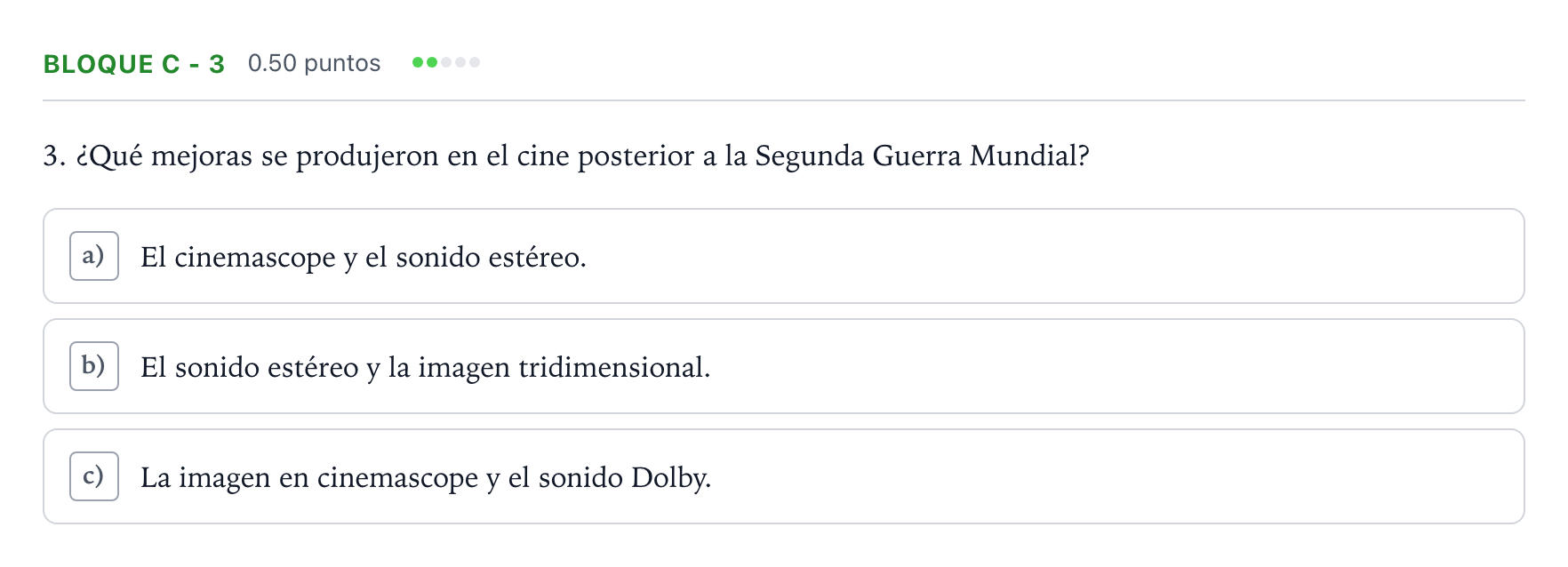 Enunciado: Bloque C - 3 · Cultura Audiovisual II PAU Andalucía Extraordinaria Reserva 2022
