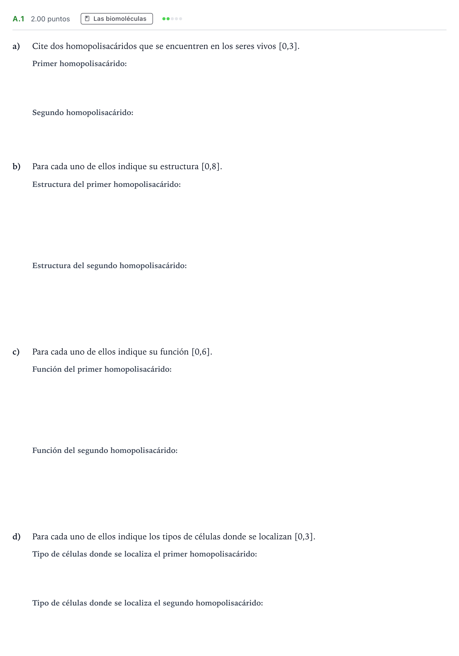Enunciado: Ejercicio A.1 · Biología PAU Andalucía Extraordinaria Suplente 2022