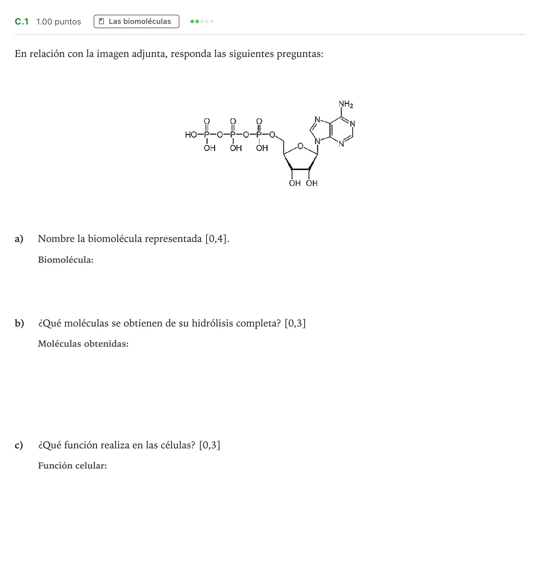 Enunciado: Ejercicio C.1 · Biología PAU Andalucía Extraordinaria Suplente 2022