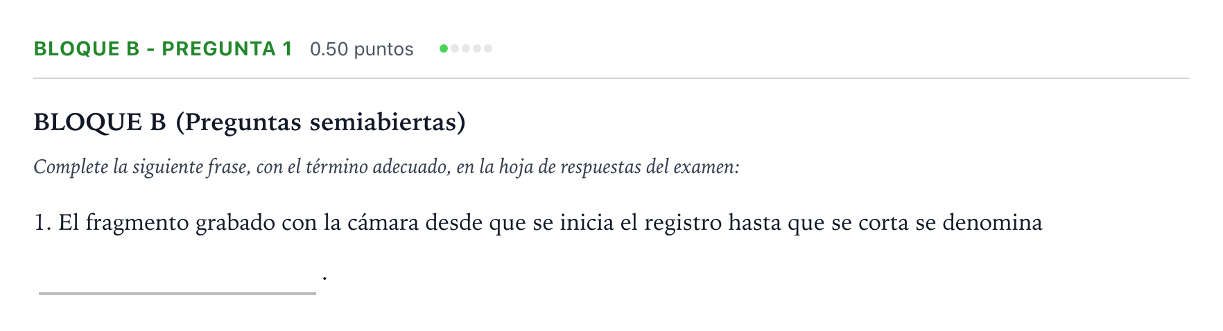 Enunciado: Bloque B - Pregunta 1 · Cultura Audiovisual II PAU Andalucía Extraordinaria Suplente 2022