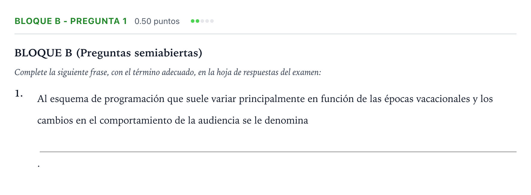 Enunciado: Bloque B - Pregunta 1 · Cultura Audiovisual II PAU Andalucía Extraordinaria Titular 2022
