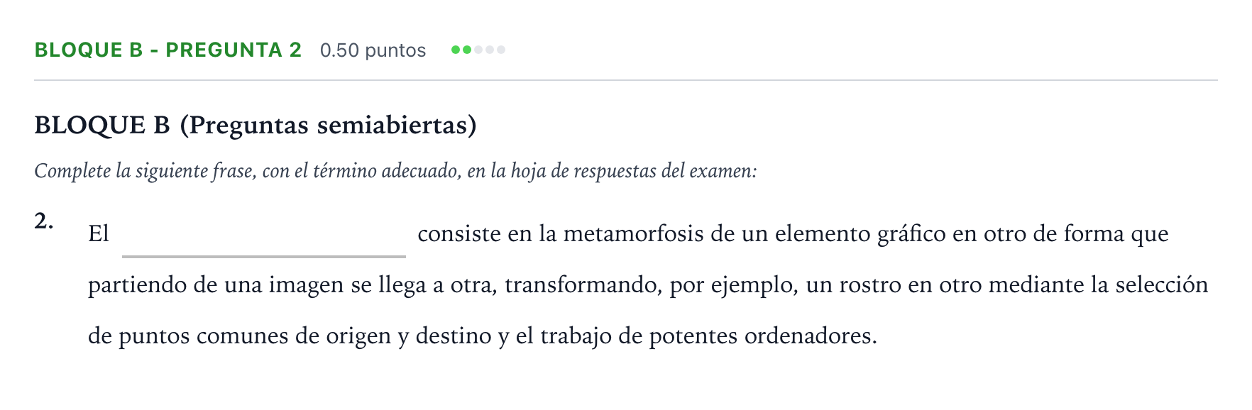 Enunciado: Bloque B - Pregunta 2 · Cultura Audiovisual II PAU Andalucía Extraordinaria Titular 2022