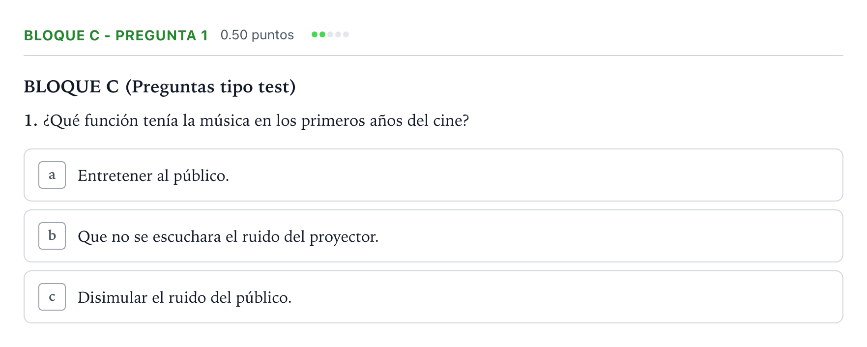 Enunciado: Bloque C - Pregunta 1 · Cultura Audiovisual II PAU Andalucía Extraordinaria Titular 2022