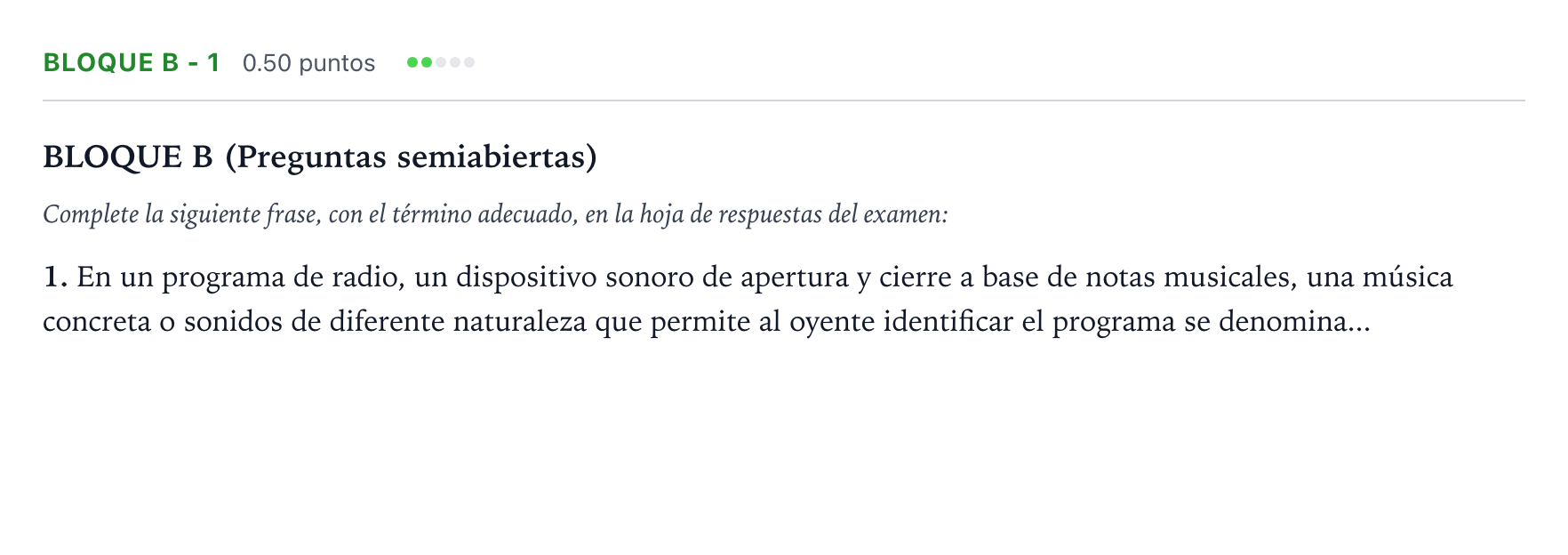 Enunciado: Bloque B - 1 · Cultura Audiovisual II PAU Andalucía Ordinaria Reserva 2022