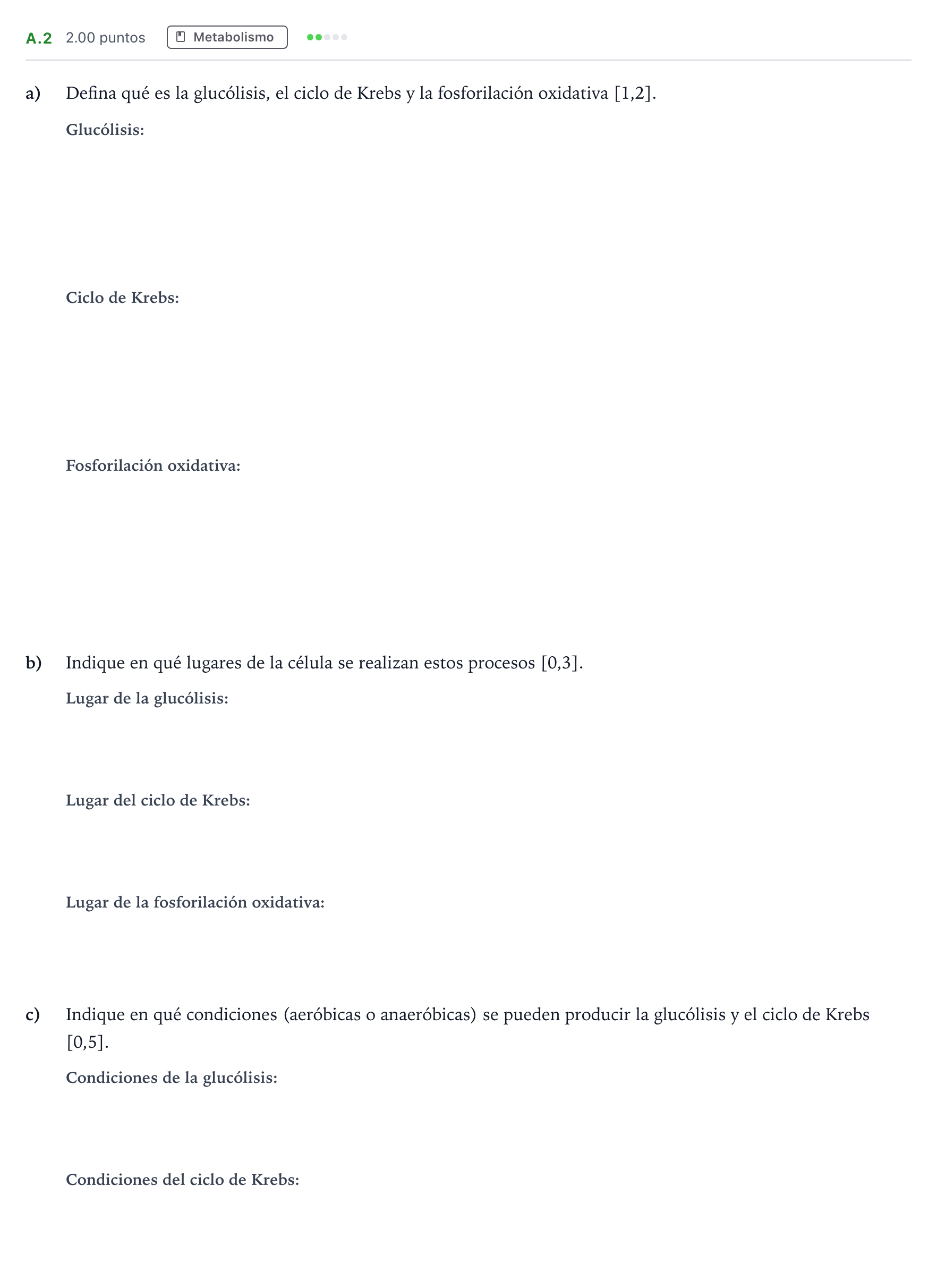 Enunciado: Ejercicio A.2 · Biología PAU Andalucía Ordinaria Suplente 2022