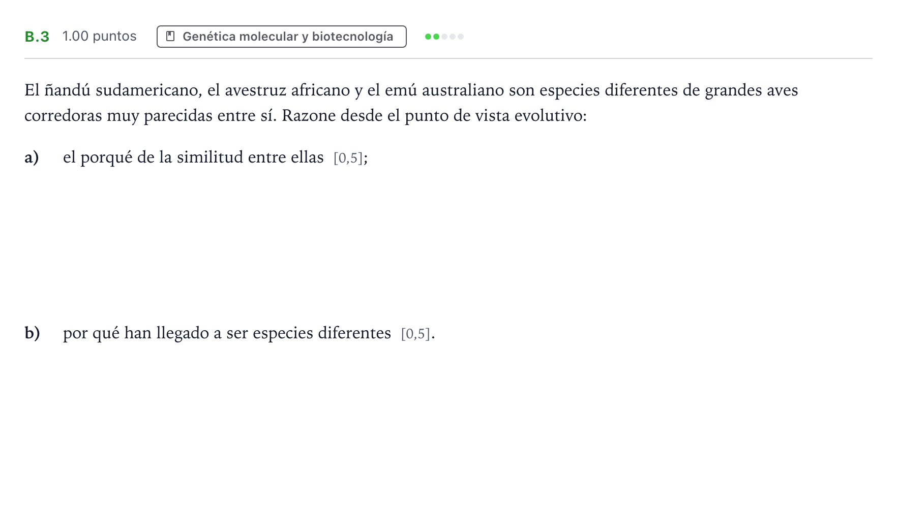 Enunciado: Ejercicio B.3 · Biología PAU Andalucía Ordinaria Suplente 2022