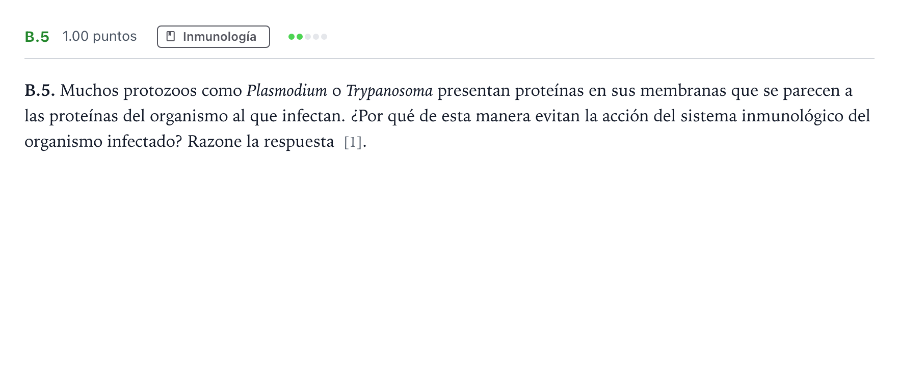 Enunciado: Ejercicio B.5 · Biología PAU Andalucía Ordinaria Suplente 2022