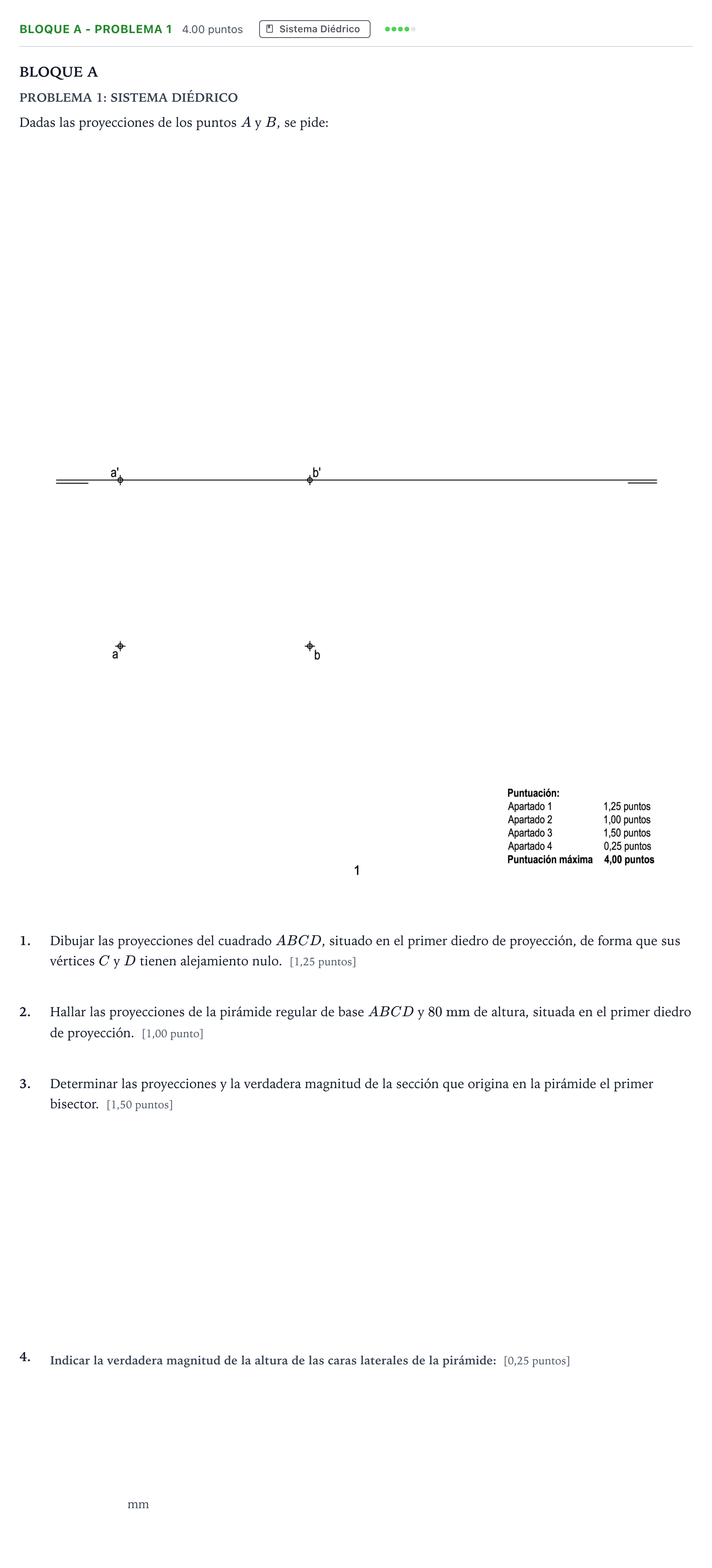Enunciado: Bloque A - Problema 1 · Dibujo técnico II PAU Andalucía Extraordinaria Suplente 2022