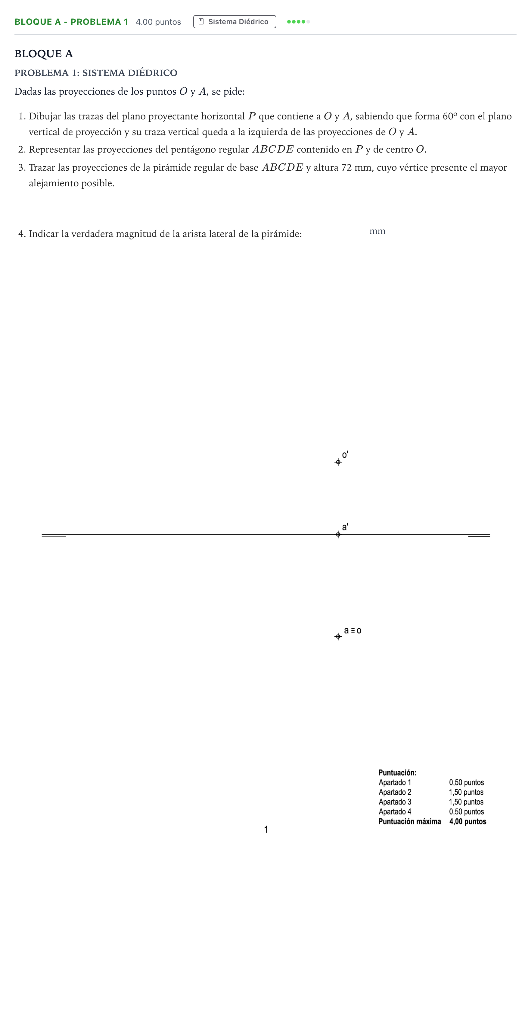 Enunciado: Bloque A - Problema 1 · Dibujo técnico II PAU Andalucía Ordinaria Reserva 2022