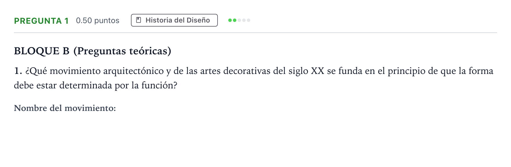 Enunciado: Pregunta 1 · Diseño PAU Andalucía Extraordinaria Titular 2022
