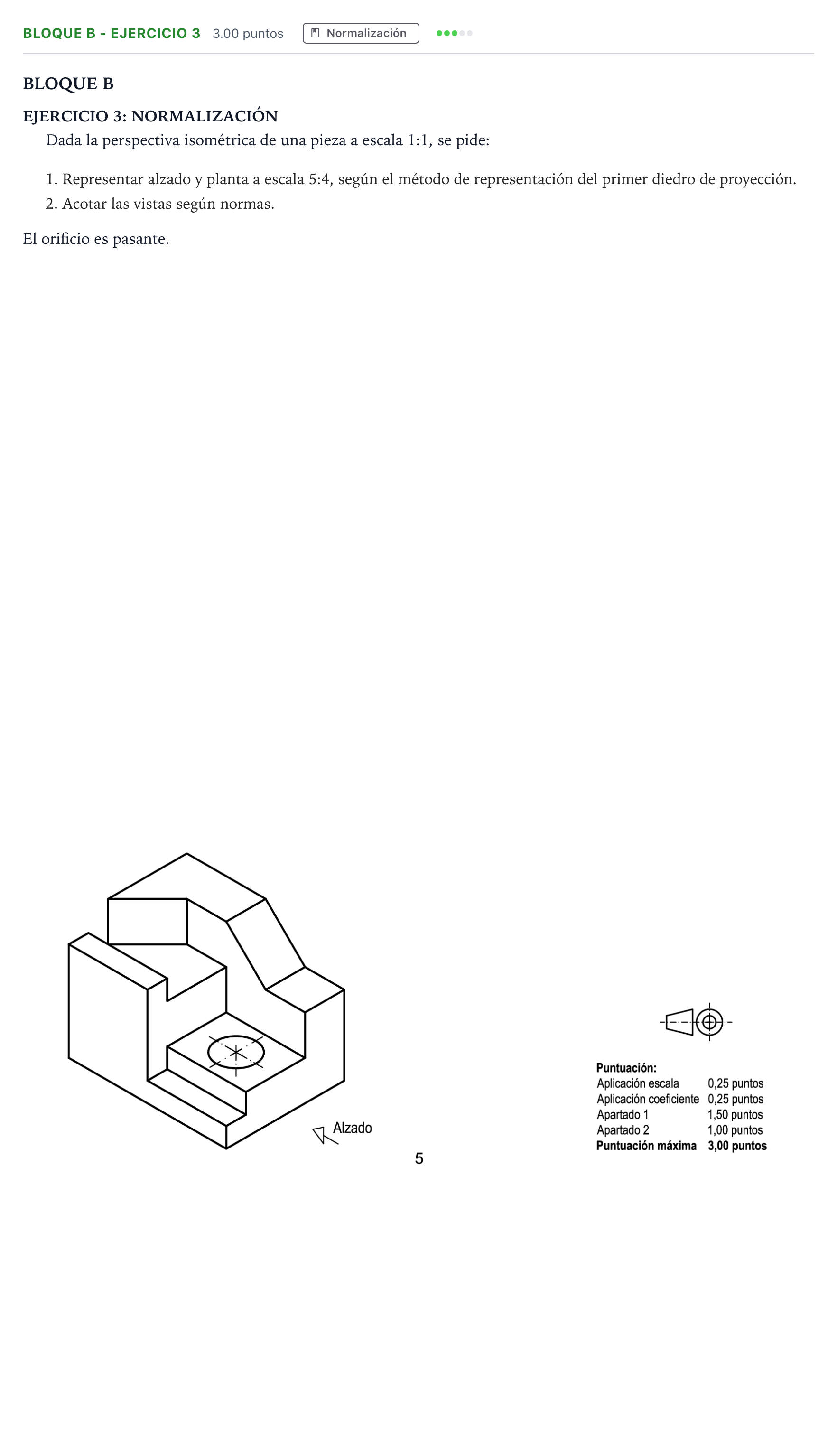 Enunciado: Bloque B - Ejercicio 3 · Dibujo técnico II PAU Andalucía Ordinaria Suplente 2022