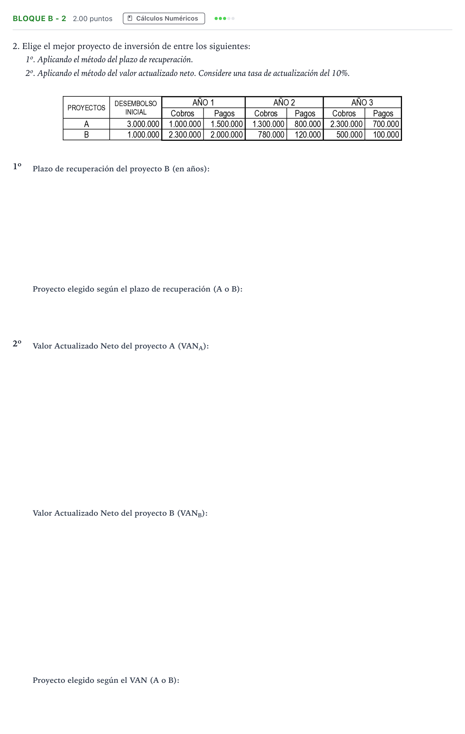Enunciado: Bloque B - 2 · Economía de la Empresa PAU Andalucía Extraordinaria Suplente 2022