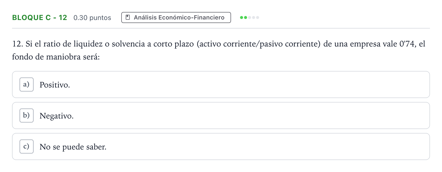 Enunciado: Bloque C - 12 · Economía de la Empresa PAU Andalucía Extraordinaria Titular 2022