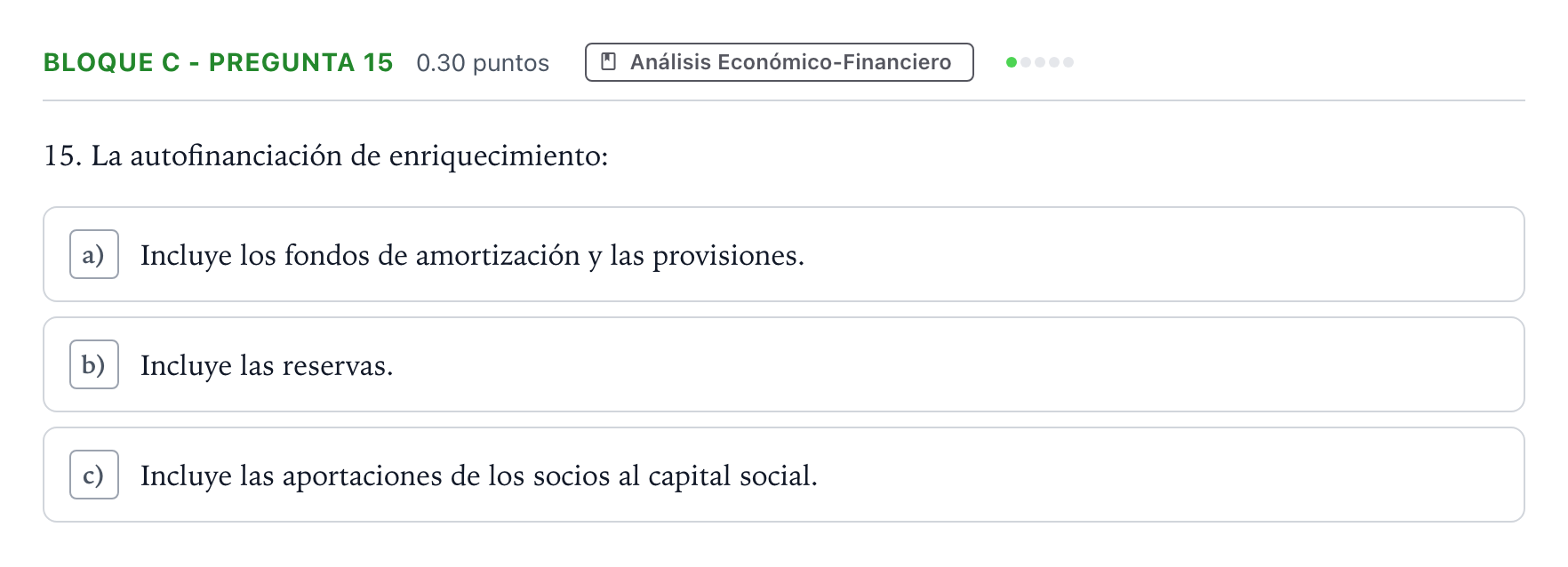 Enunciado: Bloque C - Pregunta 15 · Economía de la Empresa PAU Andalucía Ordinaria Reserva 2022