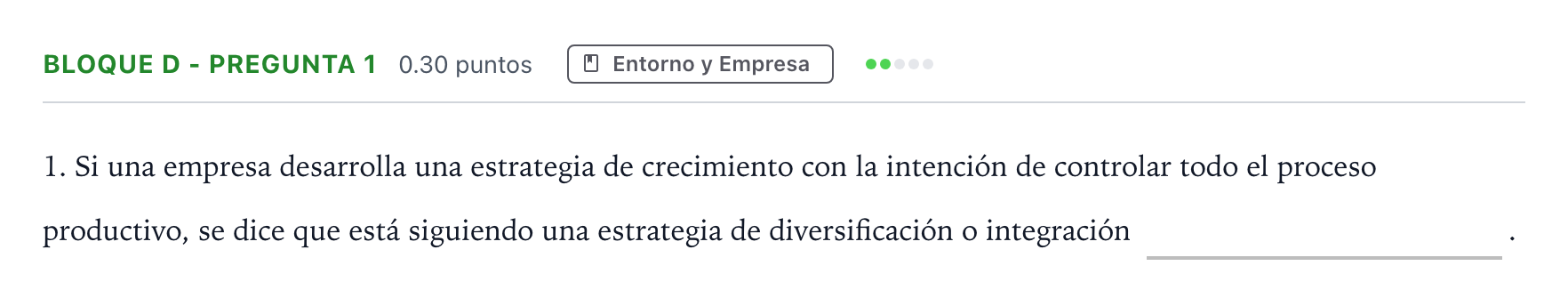 Enunciado: Bloque D - Pregunta 1 · Economía de la Empresa PAU Andalucía Ordinaria Reserva 2022