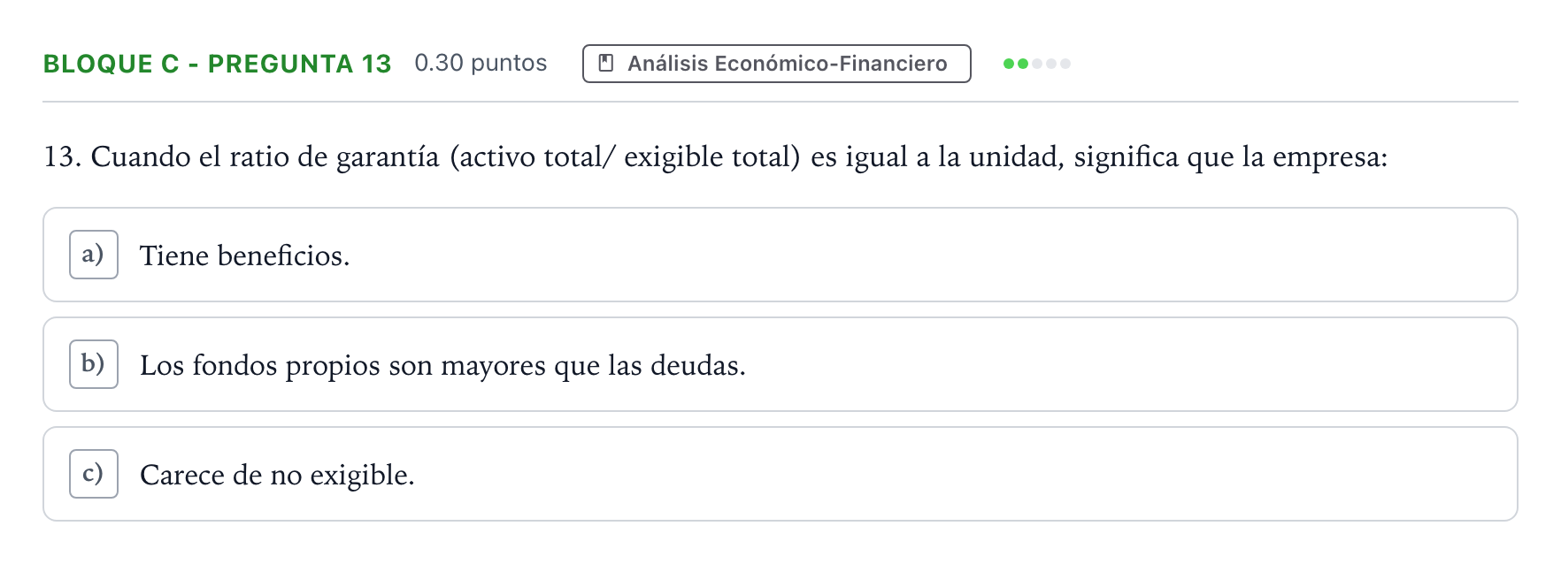 Enunciado: Bloque C - Pregunta 13 · Economía de la Empresa PAU Andalucía Ordinaria Suplente 2022