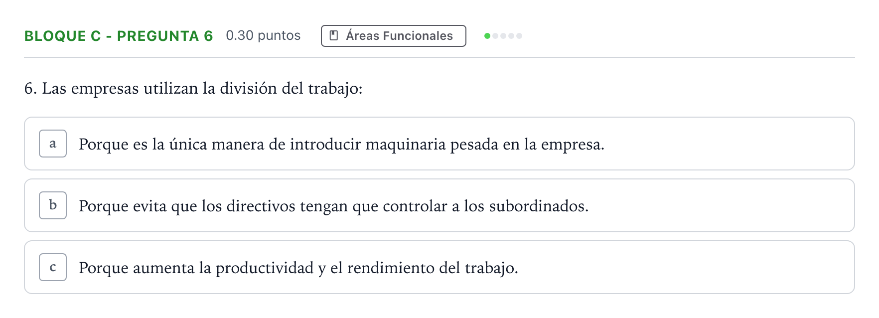 Enunciado: Bloque C - Pregunta 6 · Economía de la Empresa PAU Andalucía Ordinaria Suplente 2022