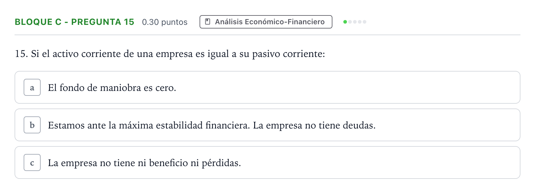Enunciado: Bloque C - Pregunta 15 · Economía de la Empresa PAU Andalucía Ordinaria Titular 2022
