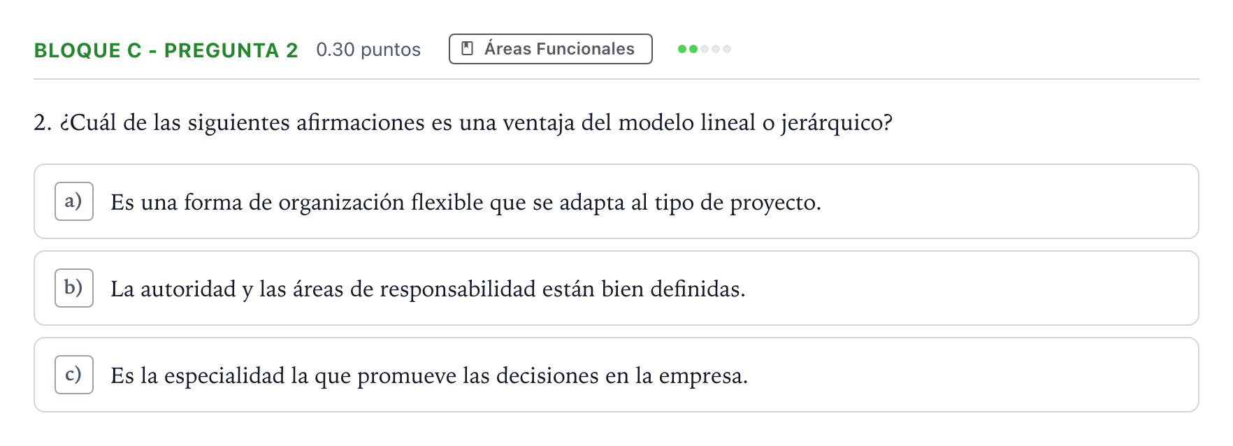 Enunciado: Bloque C - Pregunta 2 · Economía de la Empresa PAU Andalucía Ordinaria Titular 2022