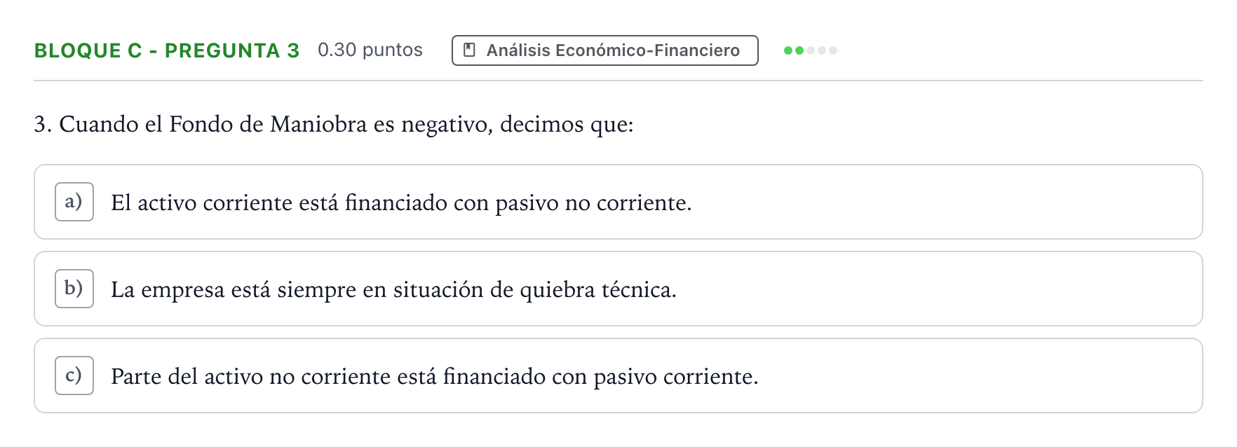 Enunciado: Bloque C - Pregunta 3 · Economía de la Empresa PAU Andalucía Ordinaria Titular 2022