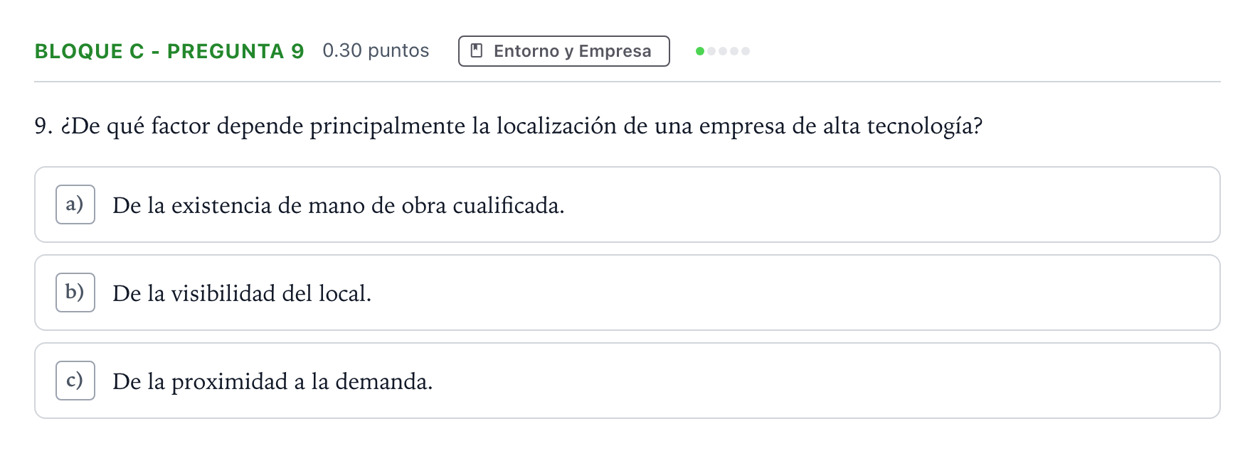Enunciado: Bloque C - Pregunta 9 · Economía de la Empresa PAU Andalucía Ordinaria Titular 2022