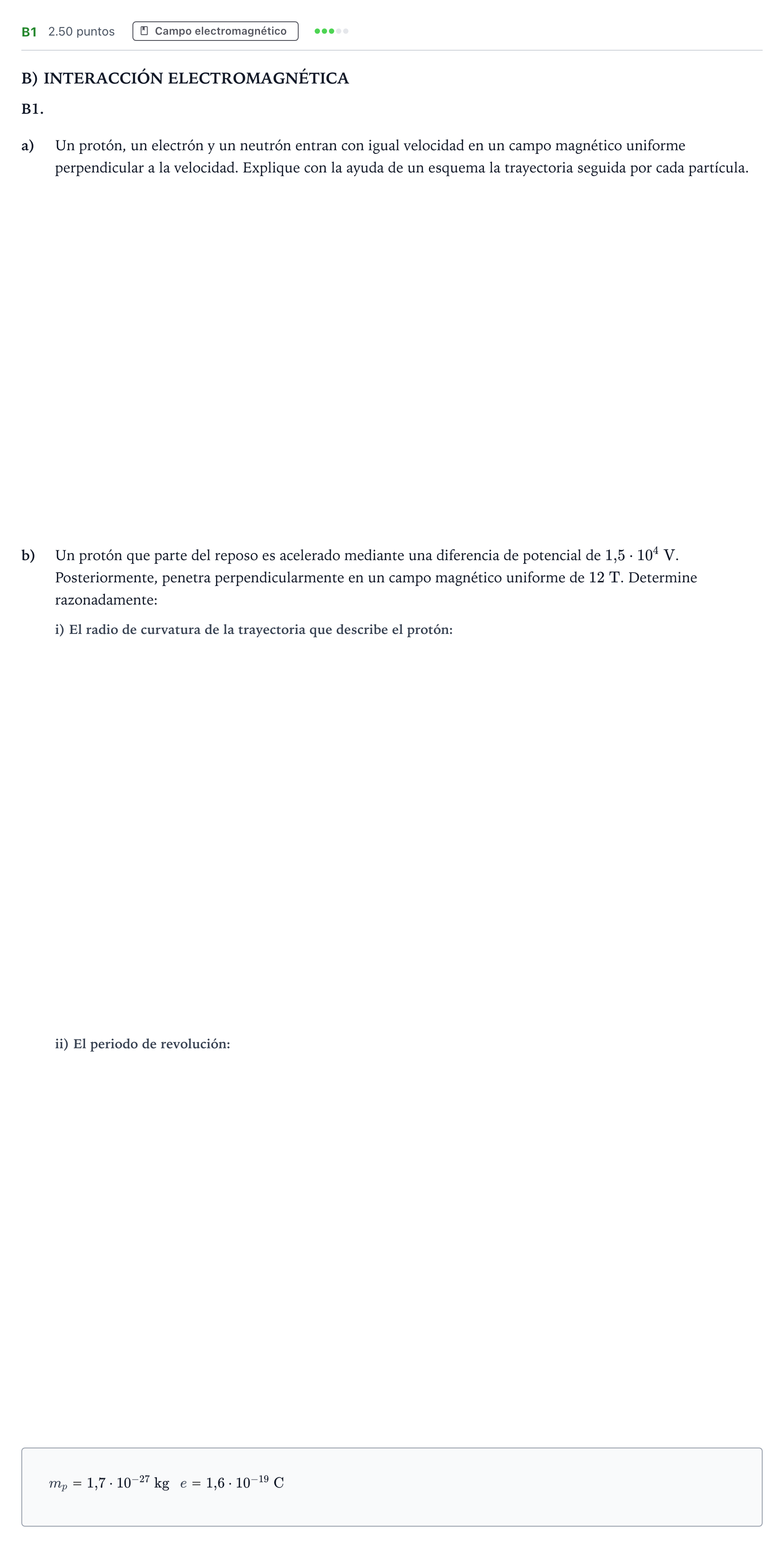 Enunciado: Ejercicio B1 · Física PAU Andalucía Extraordinaria Titular 2022