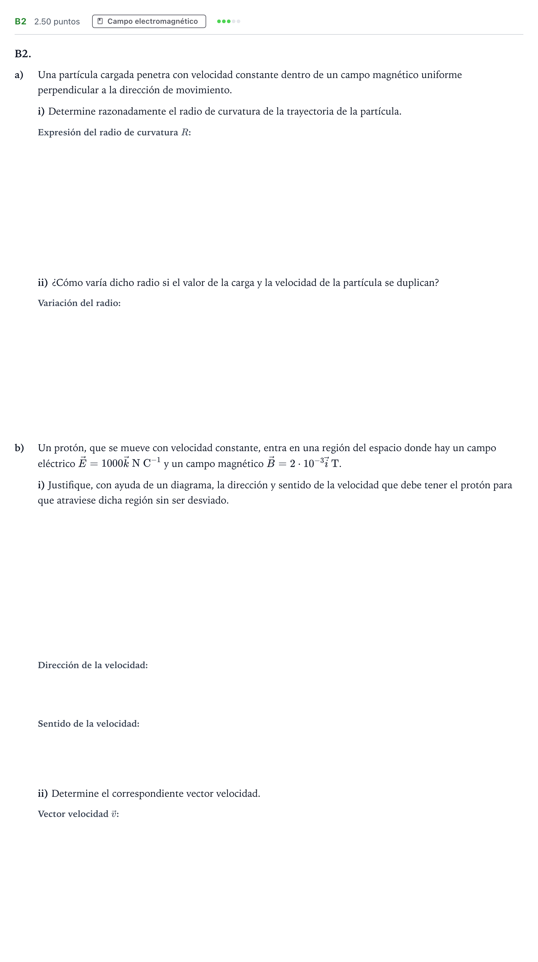 Enunciado: Ejercicio B2 · Física PAU Andalucía Ordinaria Suplente 2022