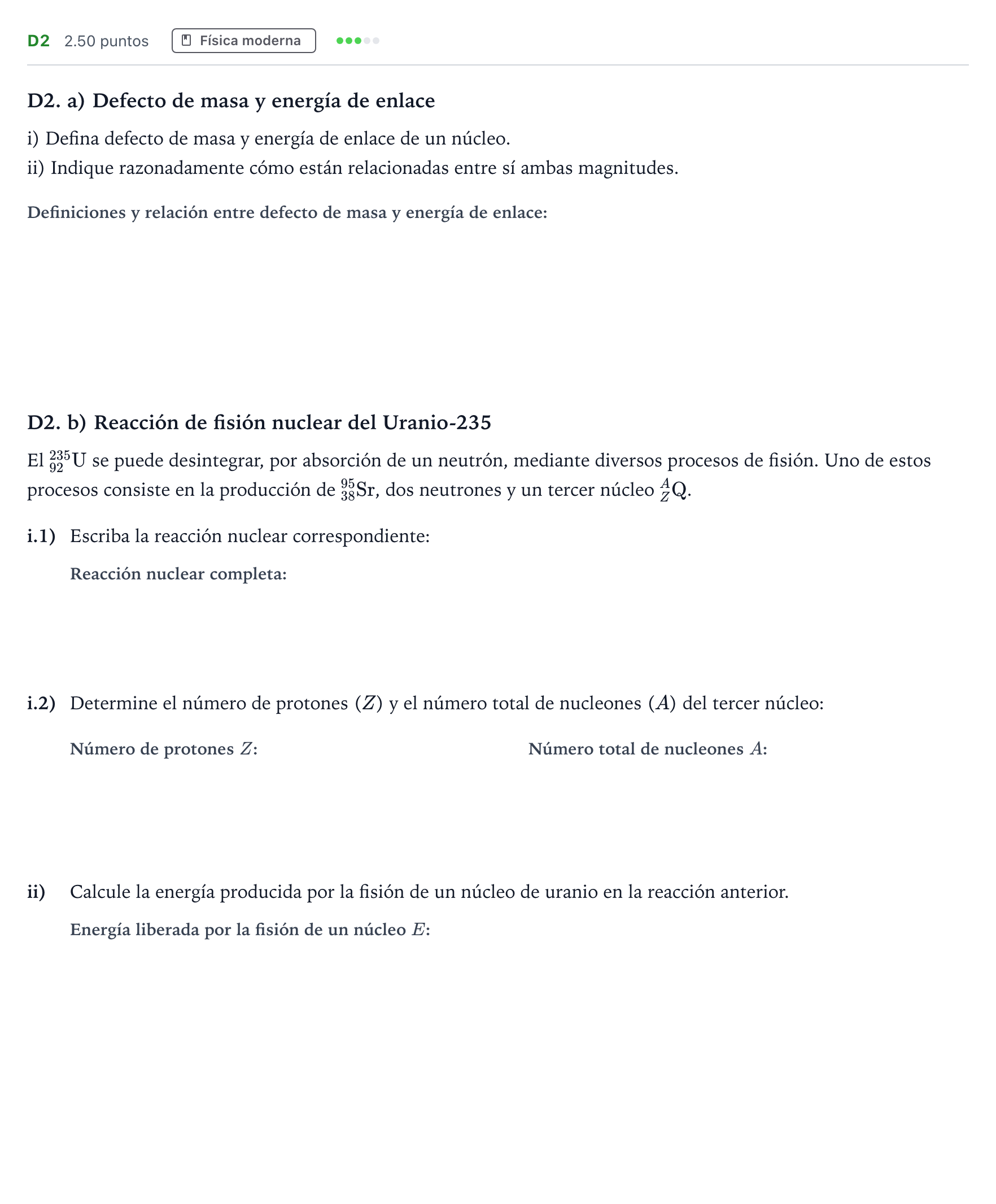 Enunciado: Ejercicio D2 · Física PAU Andalucía Ordinaria Titular 2022