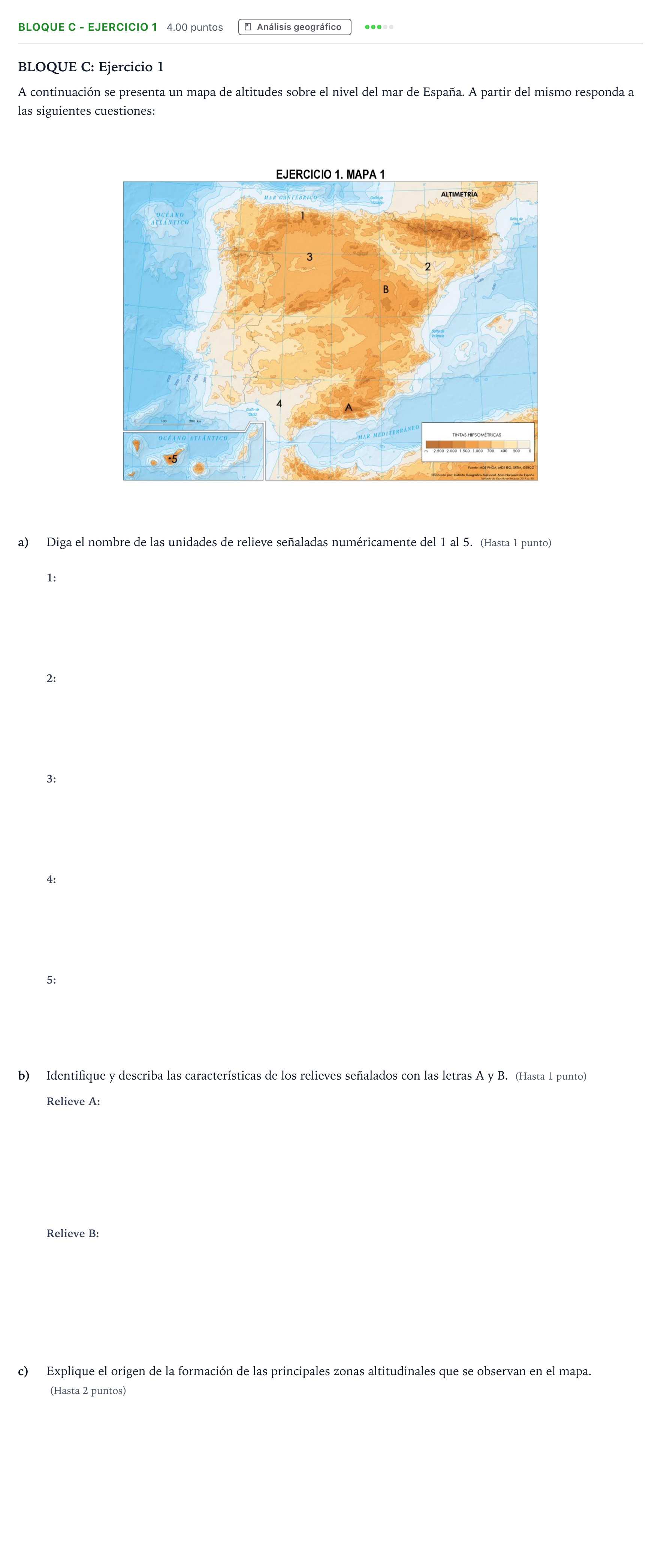 Enunciado: Bloque C - Ejercicio 1 · Geografía PAU Andalucía Extraordinaria Reserva 2022