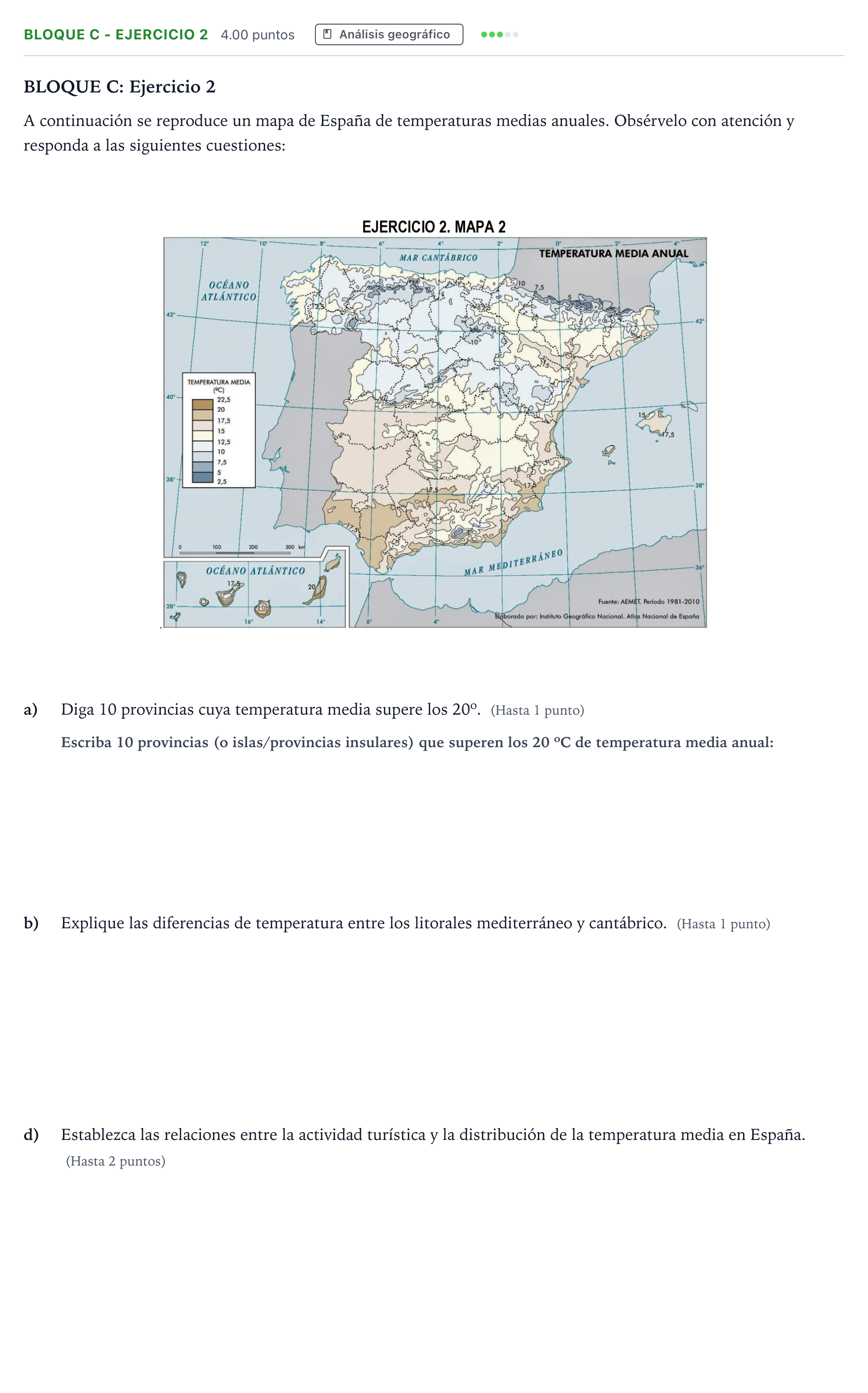 Enunciado: Bloque C - Ejercicio 2 · Geografía PAU Andalucía Extraordinaria Reserva 2022