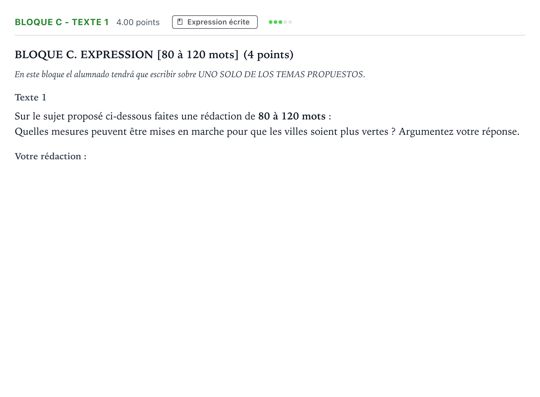 Enunciado: Bloque C - Texte 1 · Francés PAU Andalucía Extraordinaria Titular (Acceso) 2022