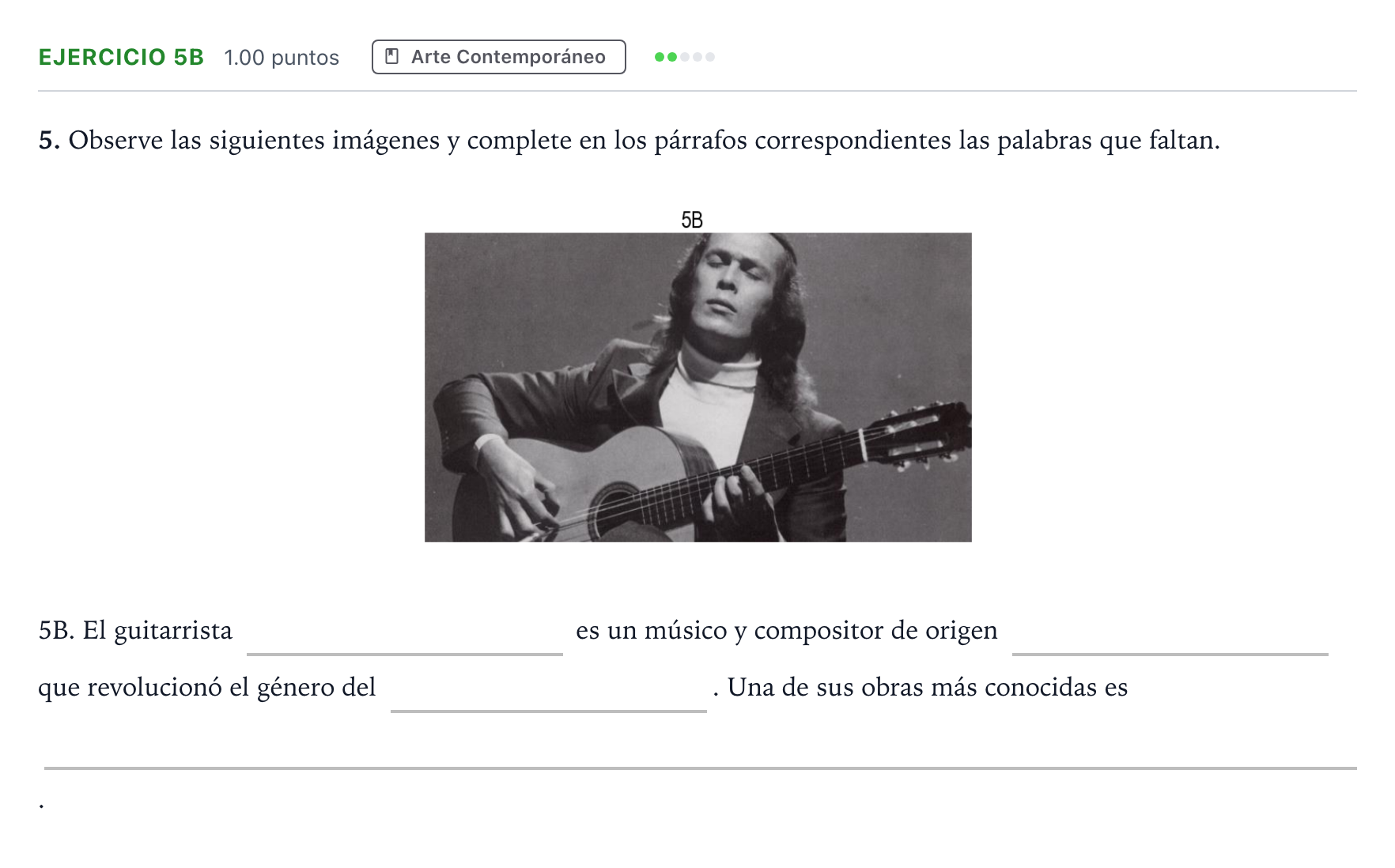 Enunciado: Ejercicio 5B · Fundamentos Artísticos PAU Andalucía Extraordinaria Titular 2022